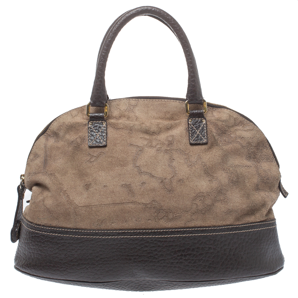 

Alviero Martini 1A Classe Brown Fabric and Leather Satchel, Beige