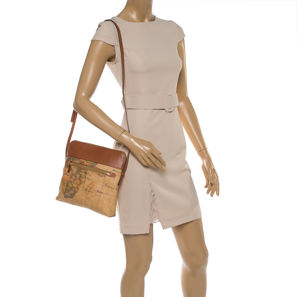 

Alviero Martini 1A Classe Coated Canvas and Leather Zip Crossbody Bag, Brown