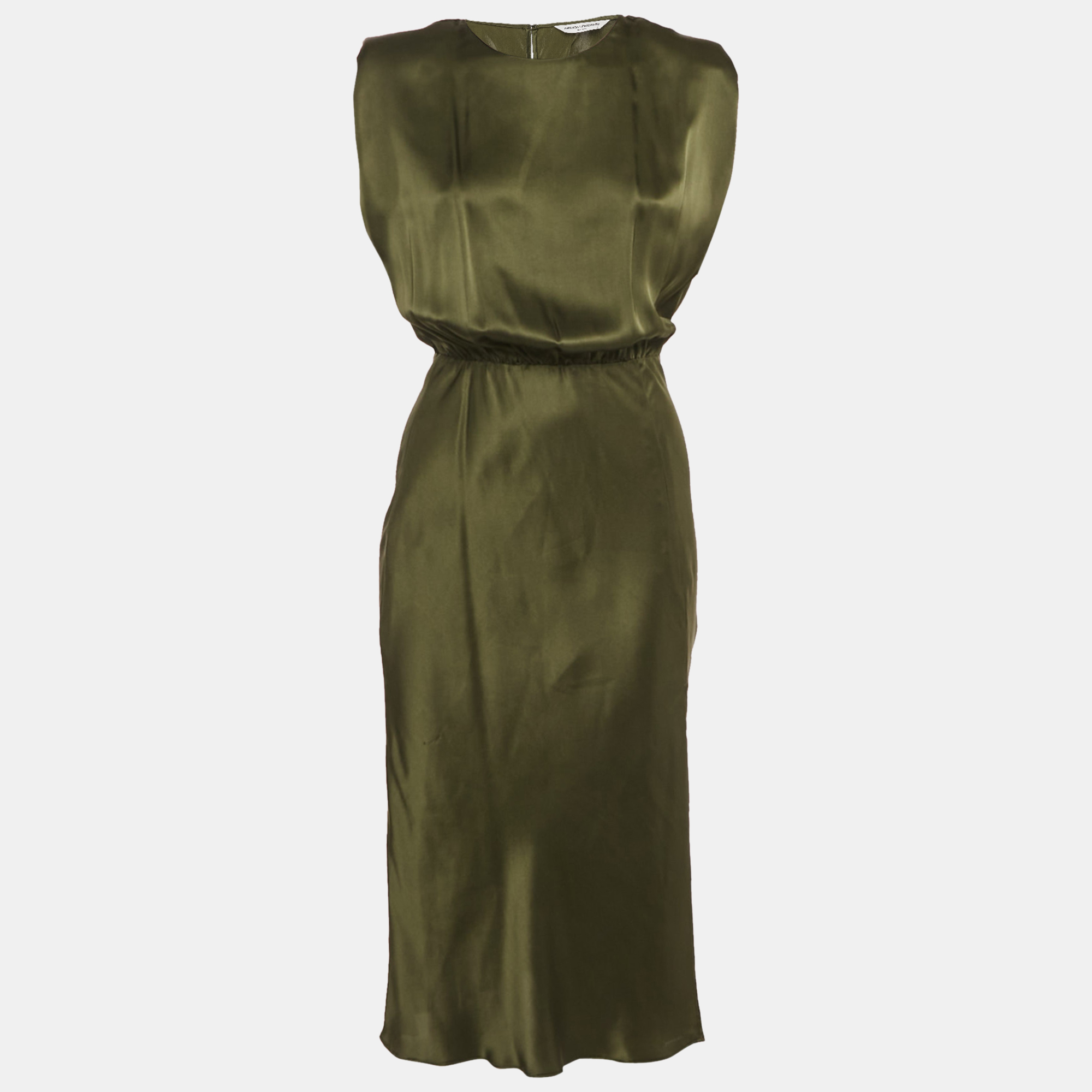 

Amanda Uprichard Green Satin Silk Sleeveless Long Dress S
