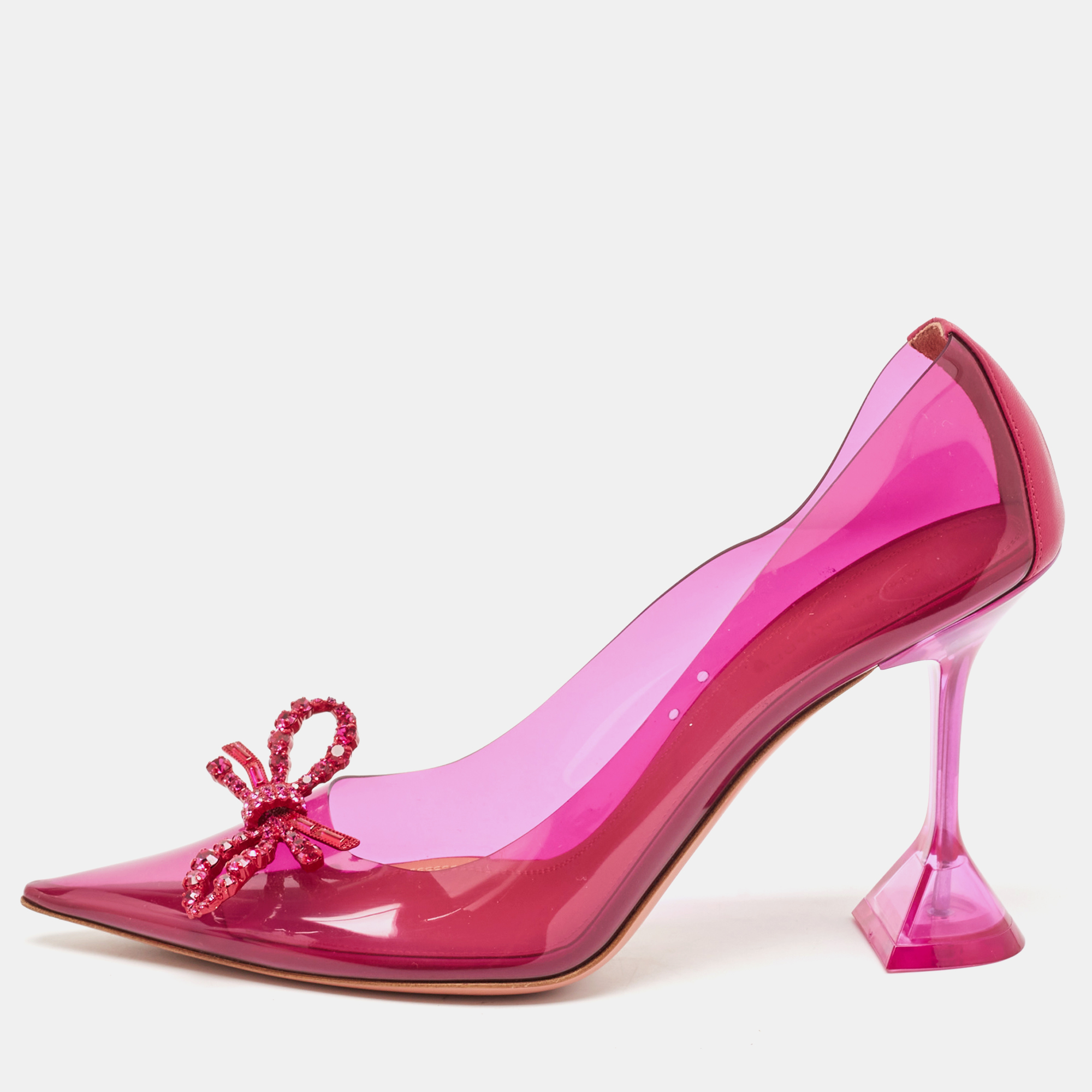 

Amina Muaddi Fuchsia PVC and Leather Rosie Pumps Size, Pink