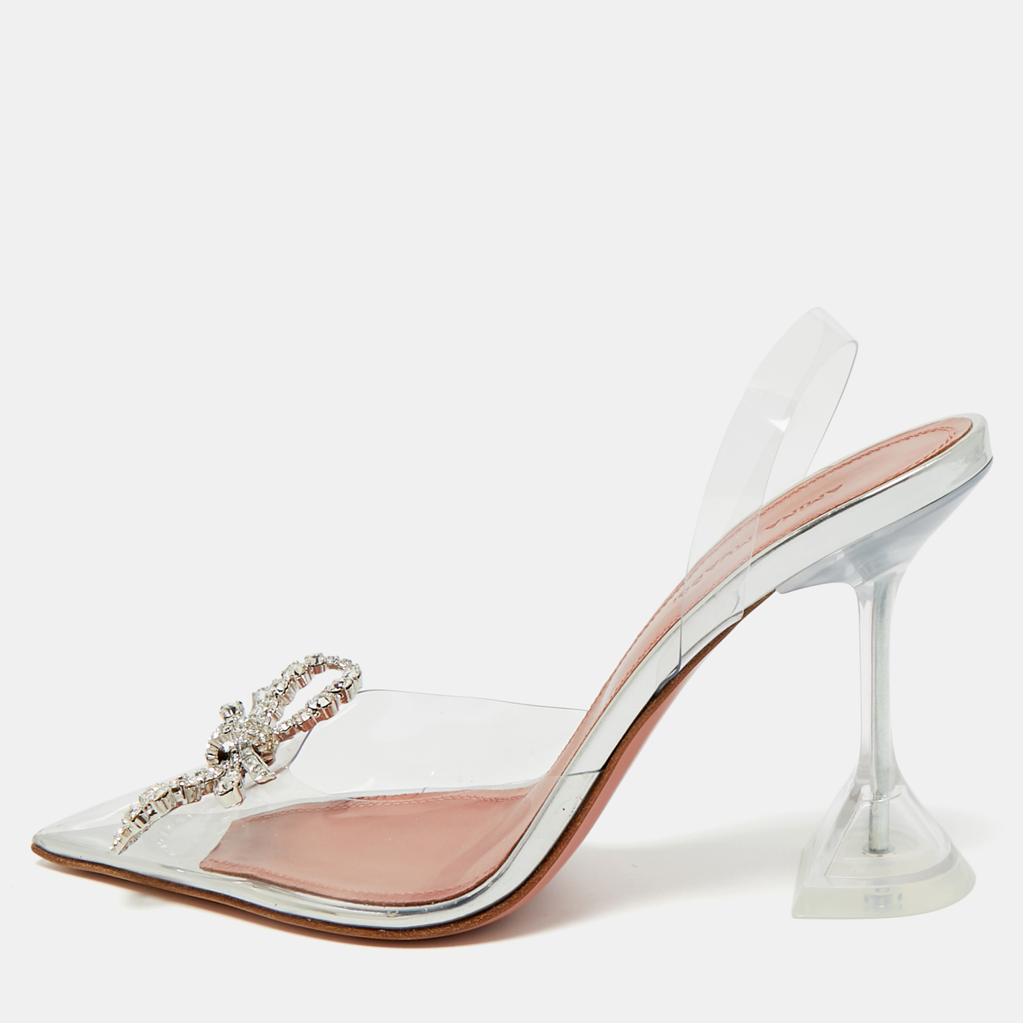 

Amina Muaddi Transparent PVC Rosie Slingback Pumps Size