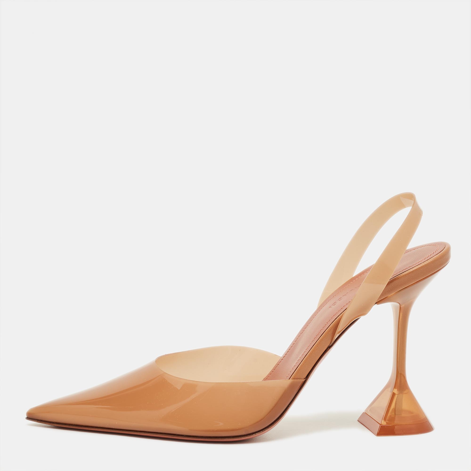 AMINA MUADDI Pre-owned Brown Pvc Holli Glass Slingback Pumps Size 38