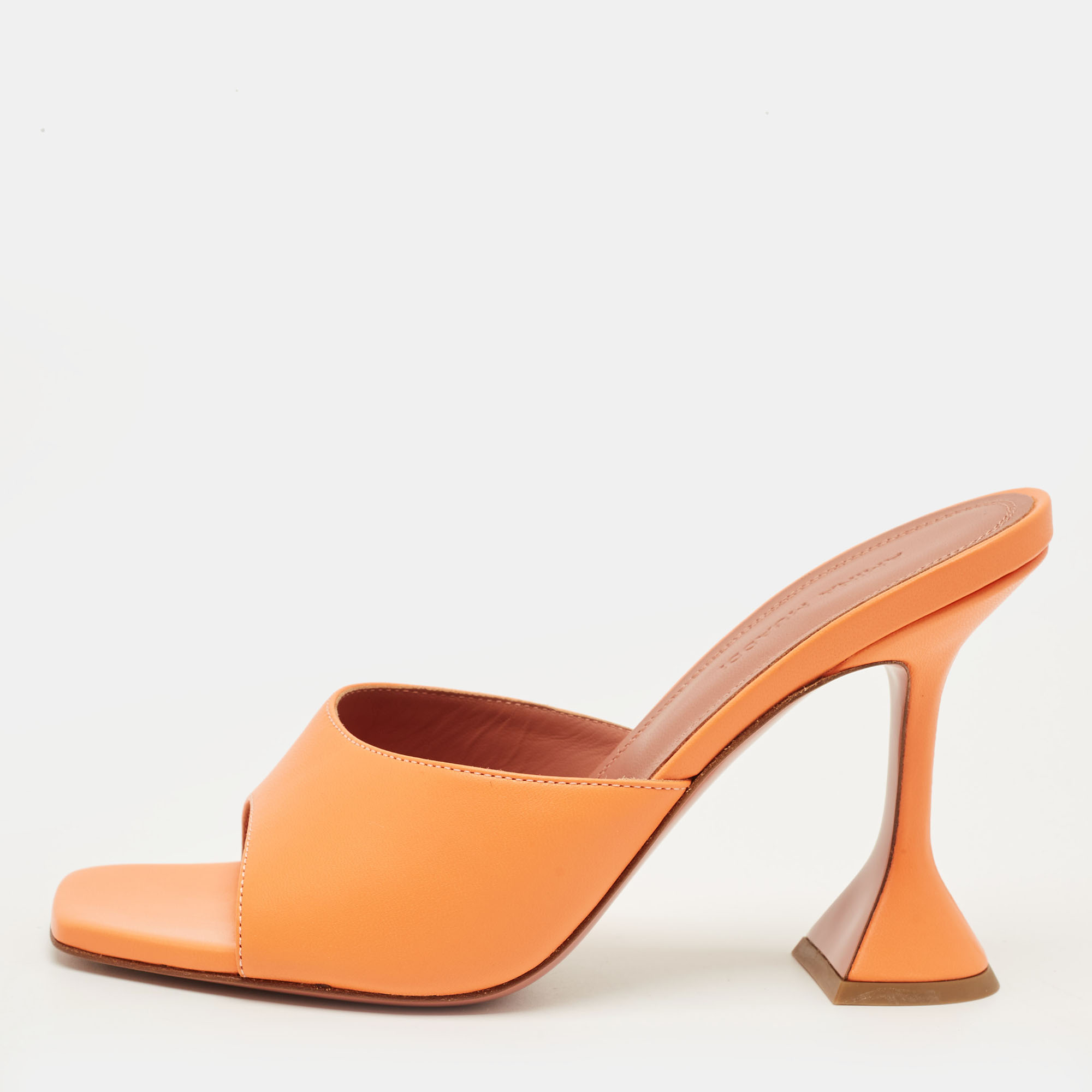 

Amina Muaddi Lupita Size  Orange Leather Slide Sandals