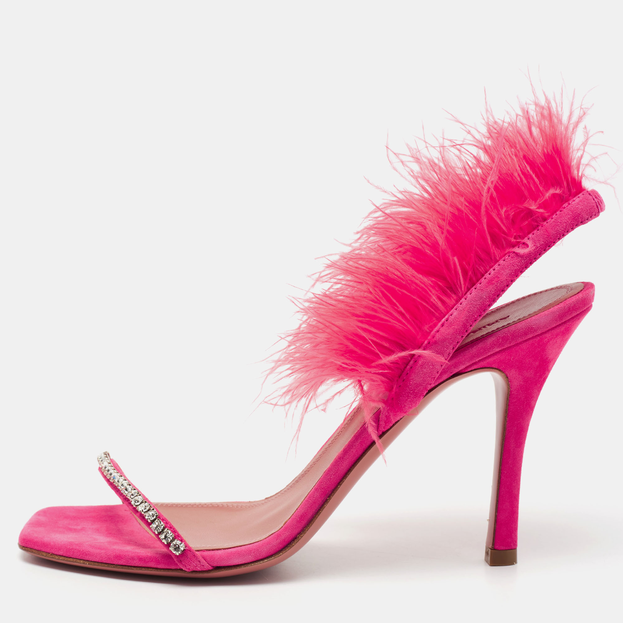 amina muaddi feather sandals