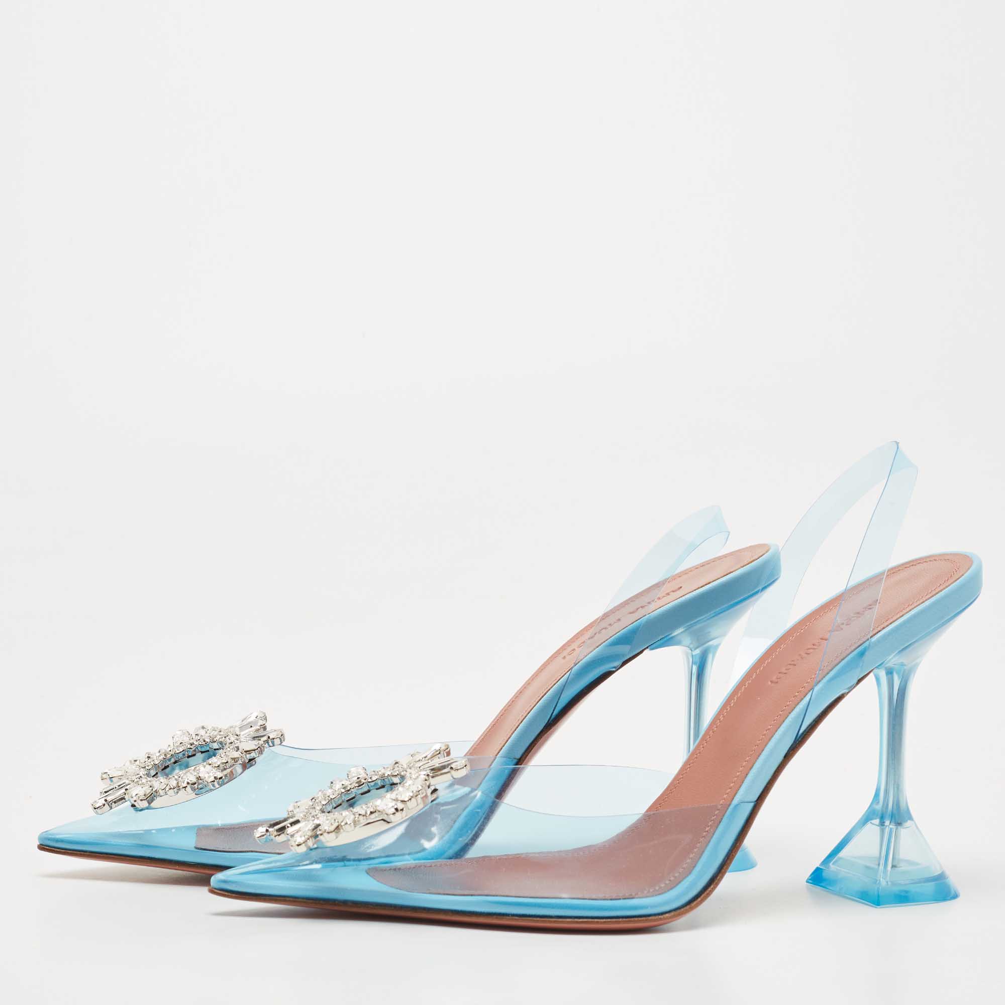 

Amina Muaddi Blue/Transperent PVC Begum Slingback Pumps Size, Transparent