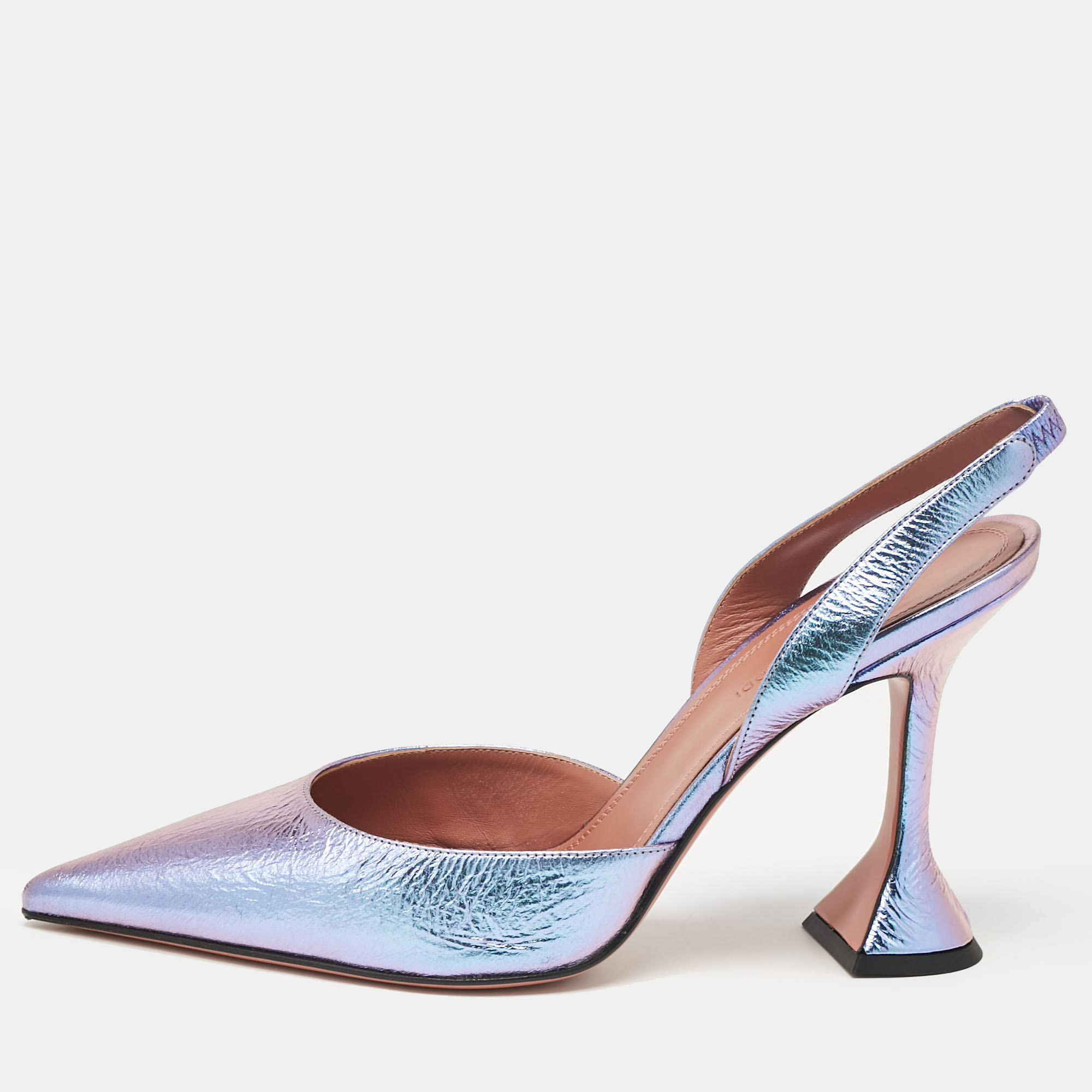 

Amina Muaddi Purple Leather Slingback Pumps Size