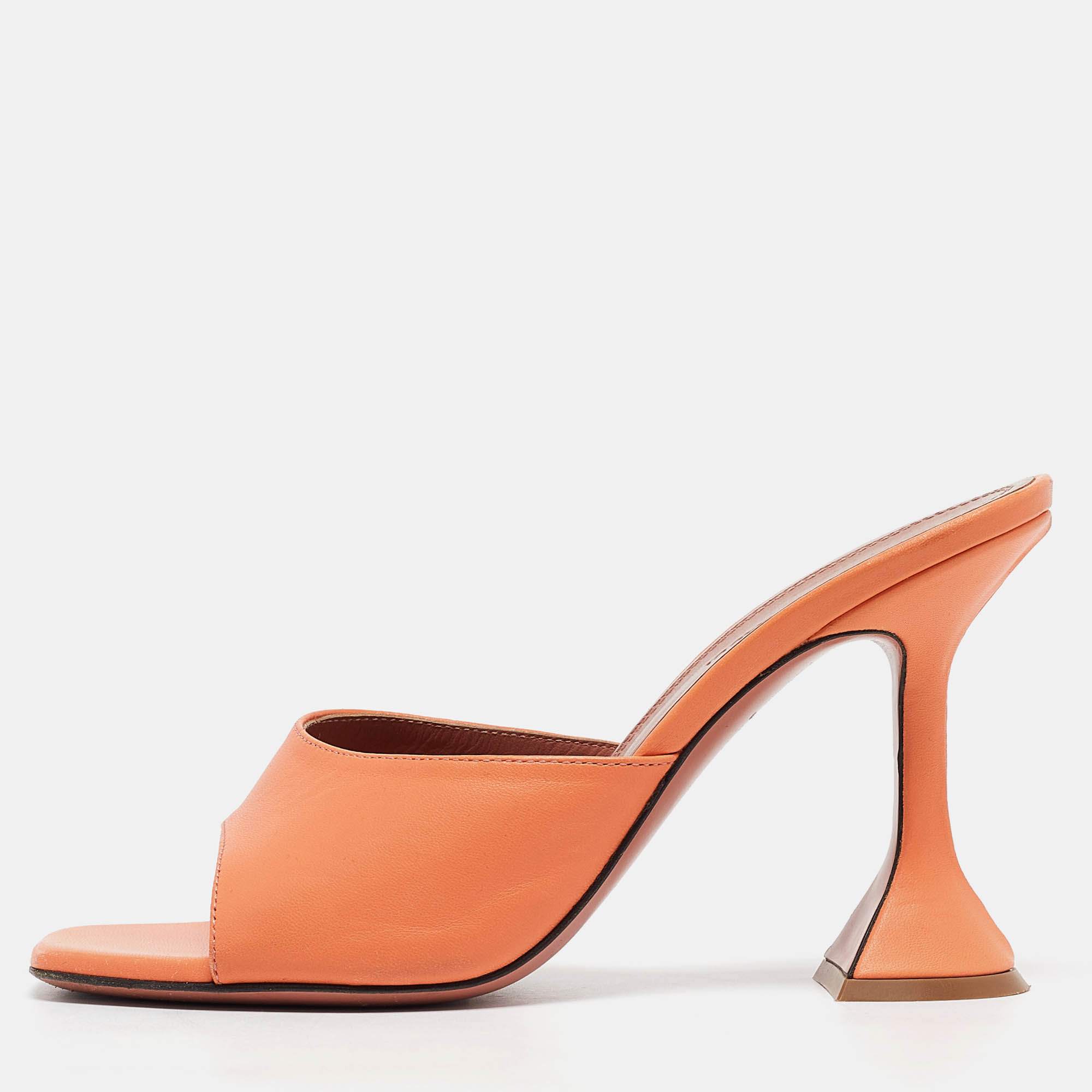 

Amina Muaddi Orange Leather Lupita Slide Sandals Size