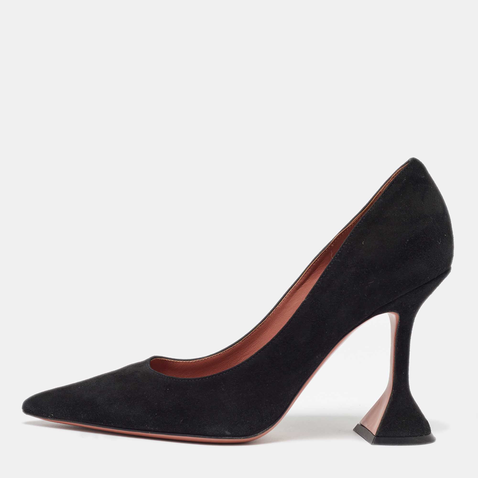 

Amina Muaddi Black Suede Ami Pointed Toe Pumps Size