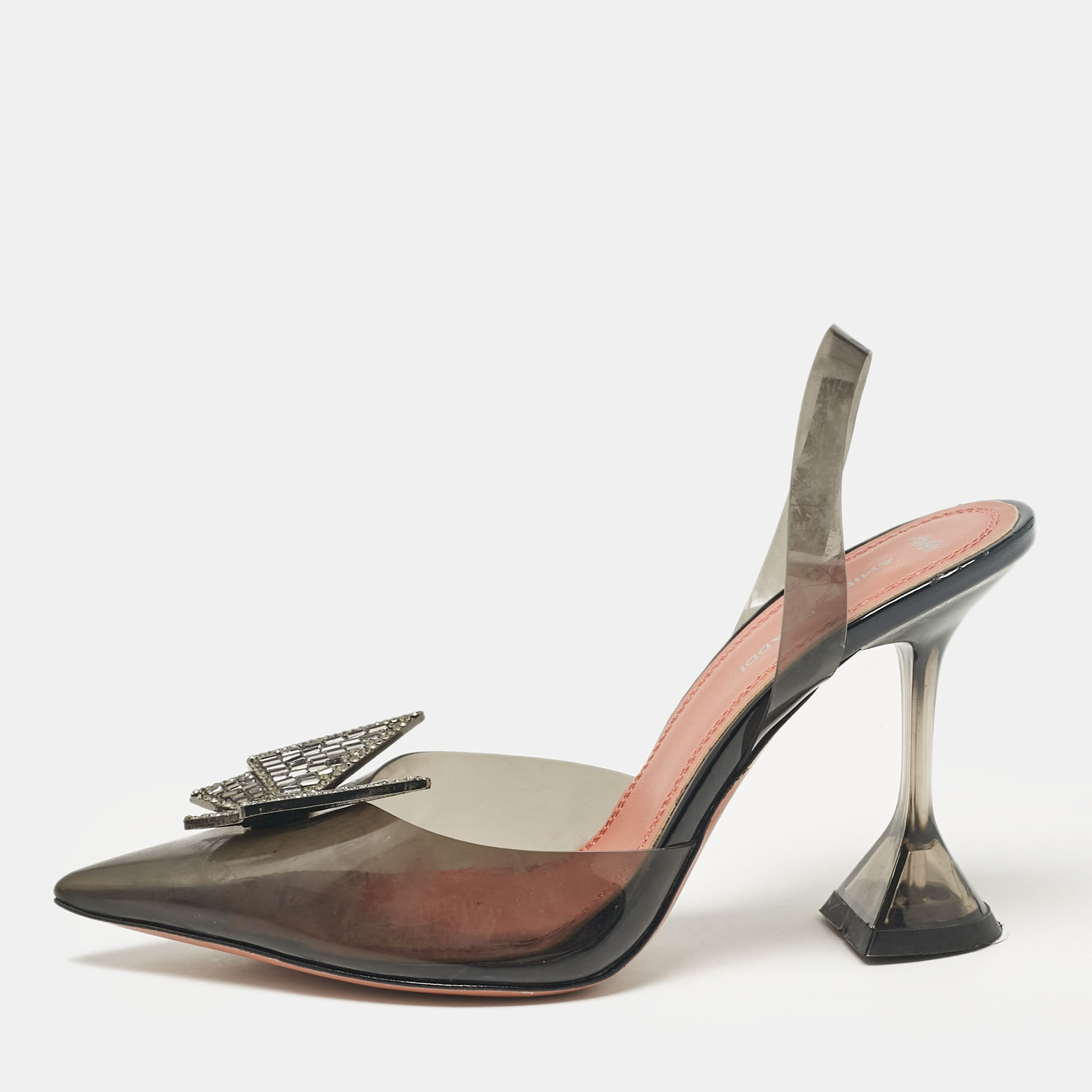 

Amina Muaddi Black PVC Phoenix Slingback Pumps Size