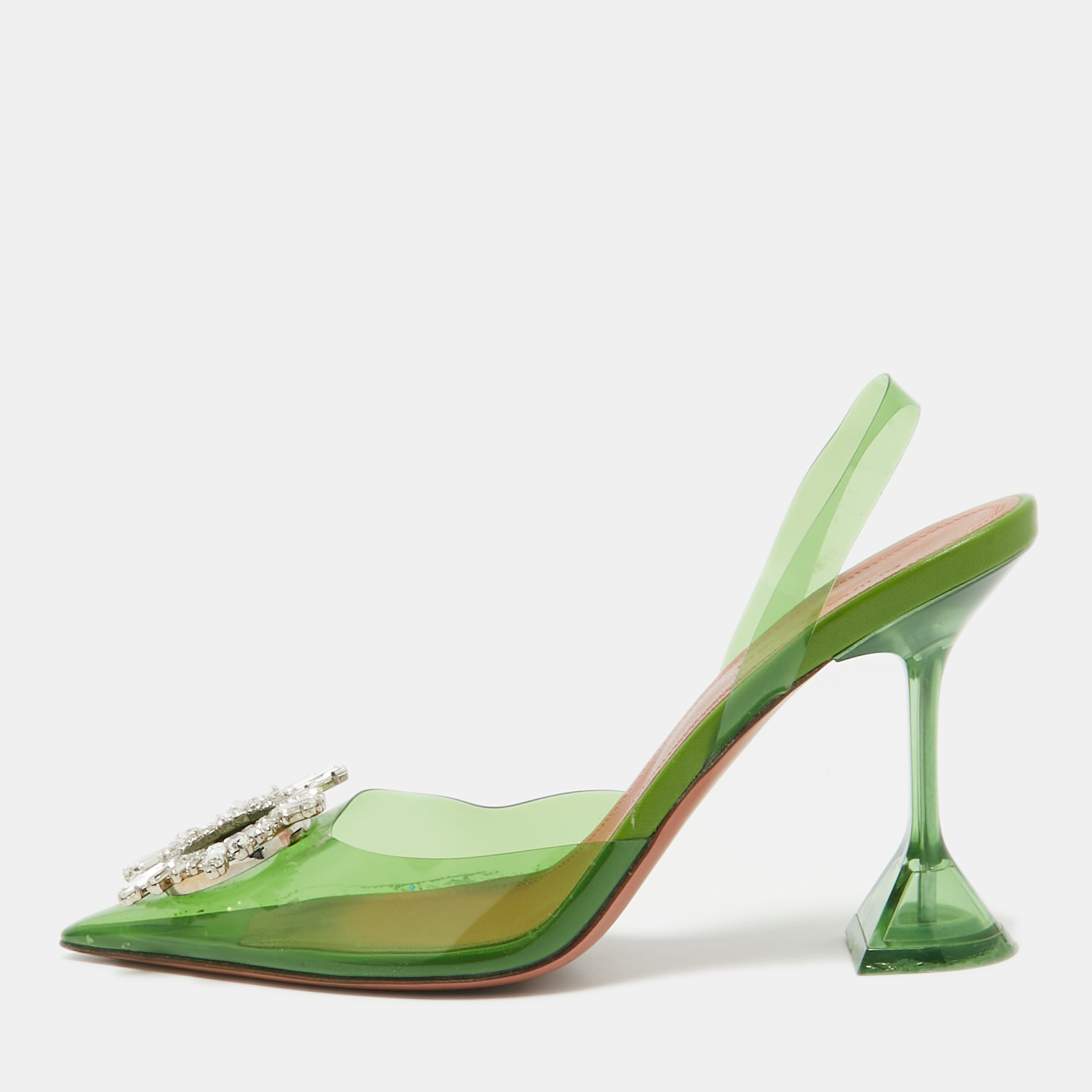 

Amina Muaddi Green PVC Begum Slingback Sandals Size