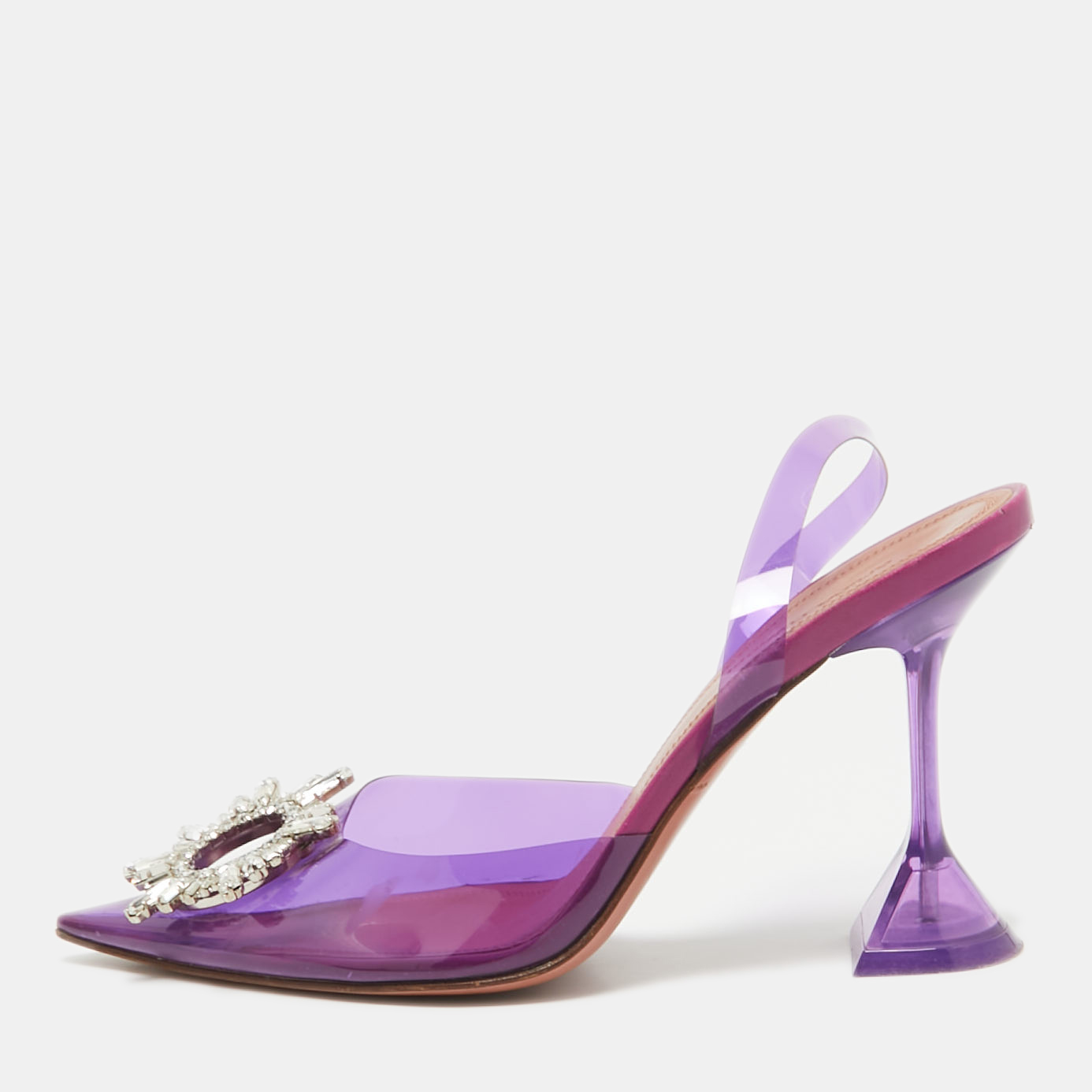 

Amina Muaddi Purple PVC Begum Slingback Sandals Size