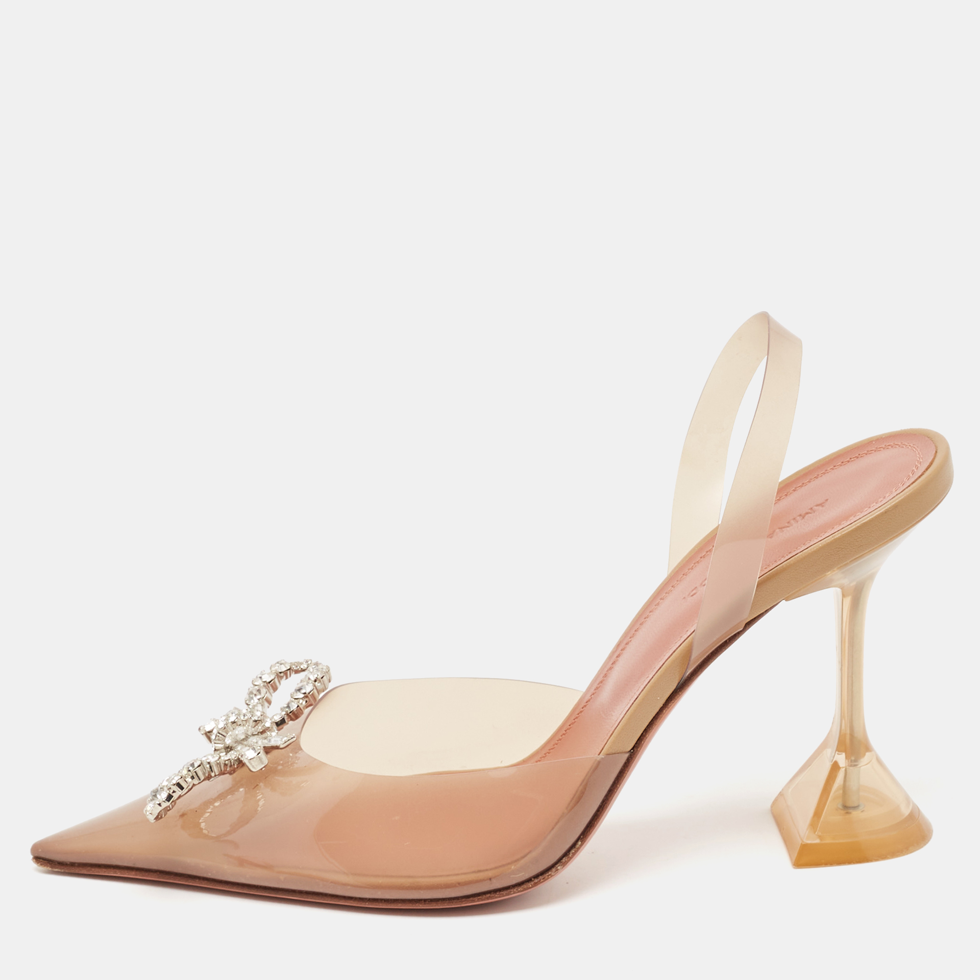 

Amina Muaddi Beige PVC Rosie Slingback Pumps Size