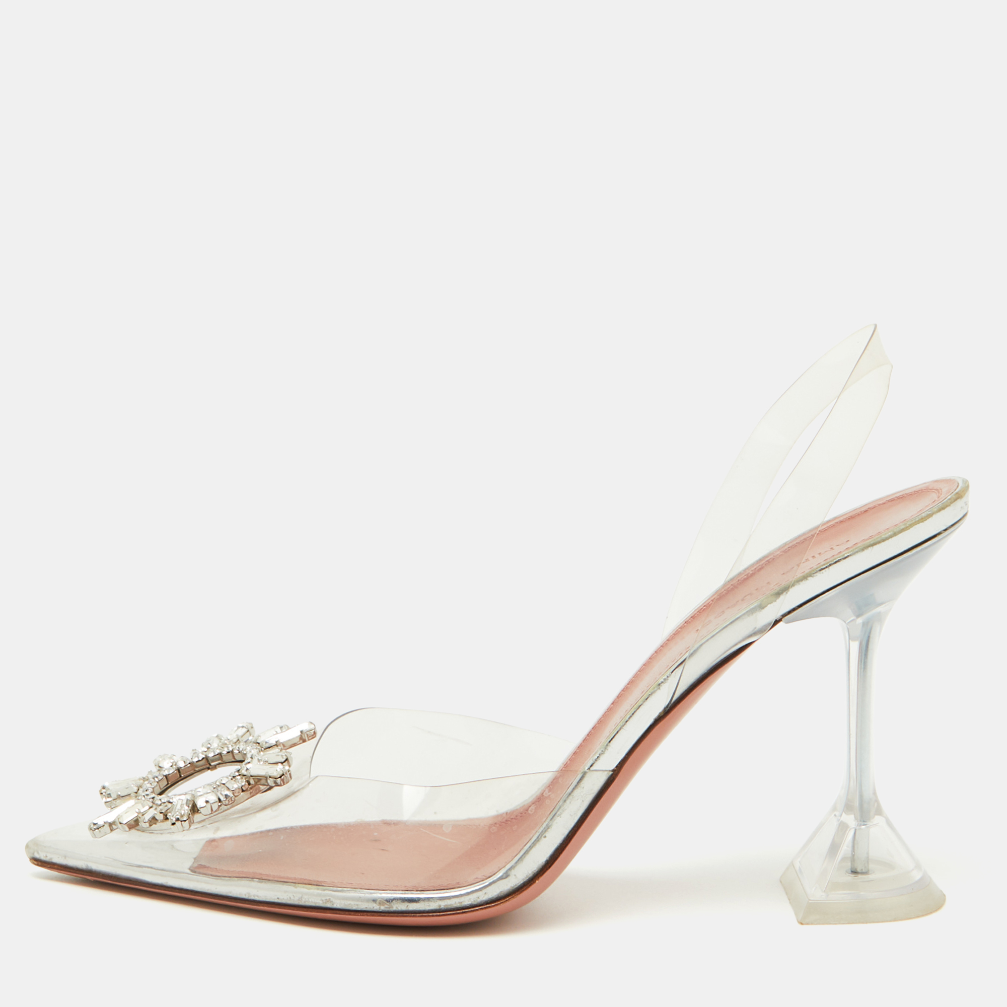 

Amina Muaddi Transparent PVC Begum Slingback Pumps Size