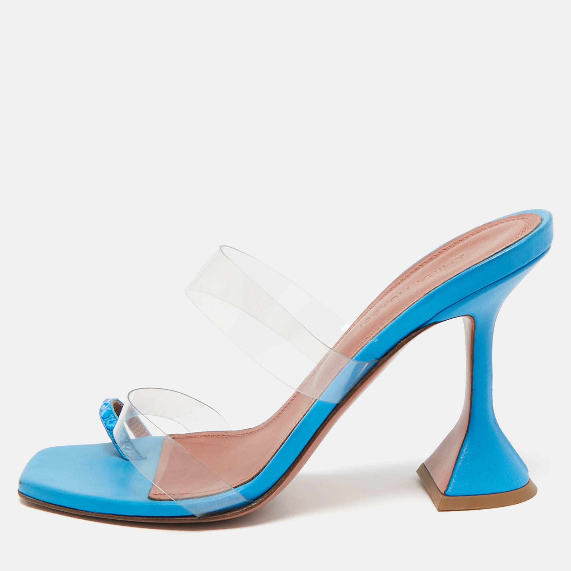 

Amina Muaddi Blue PVC Sami Slide Sandals Size