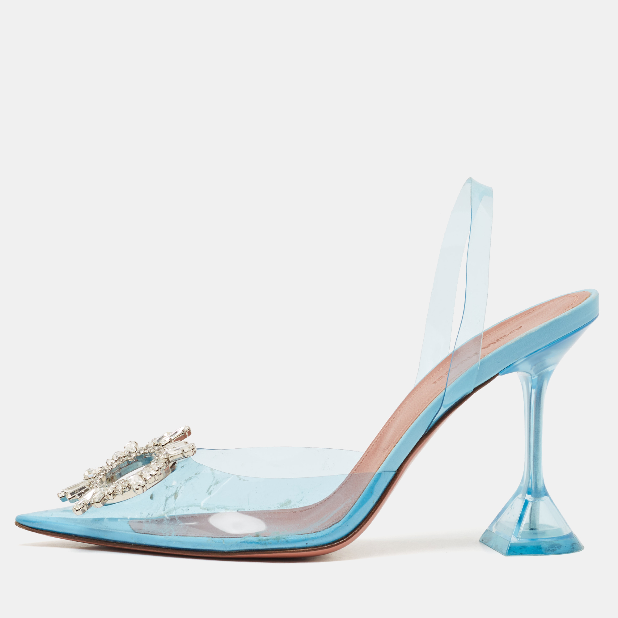 

Amina Muaddi Blue PVC Begum Pumps Size