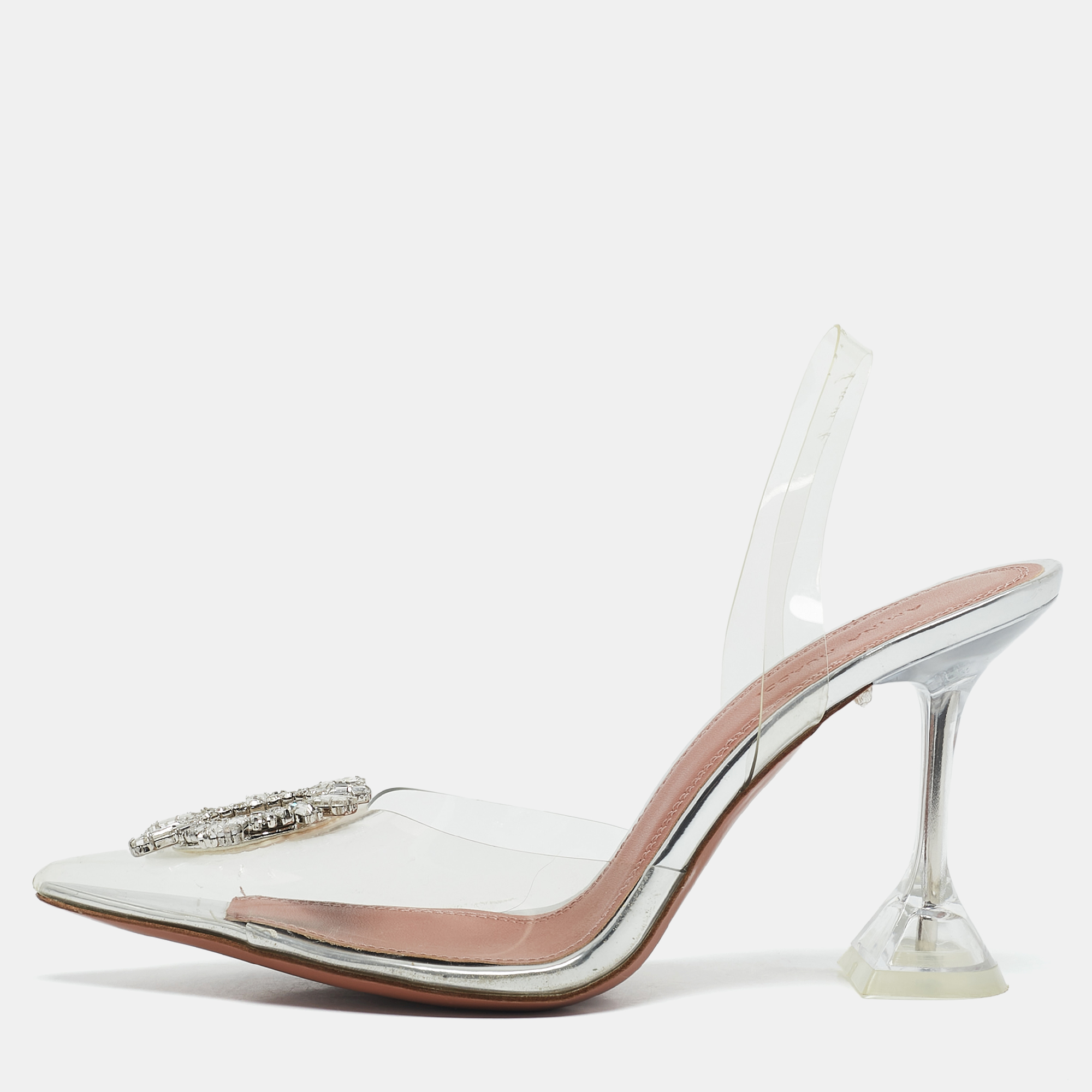 

Amina Muaddi Transparent PVC Begum Slingback Pumps Size