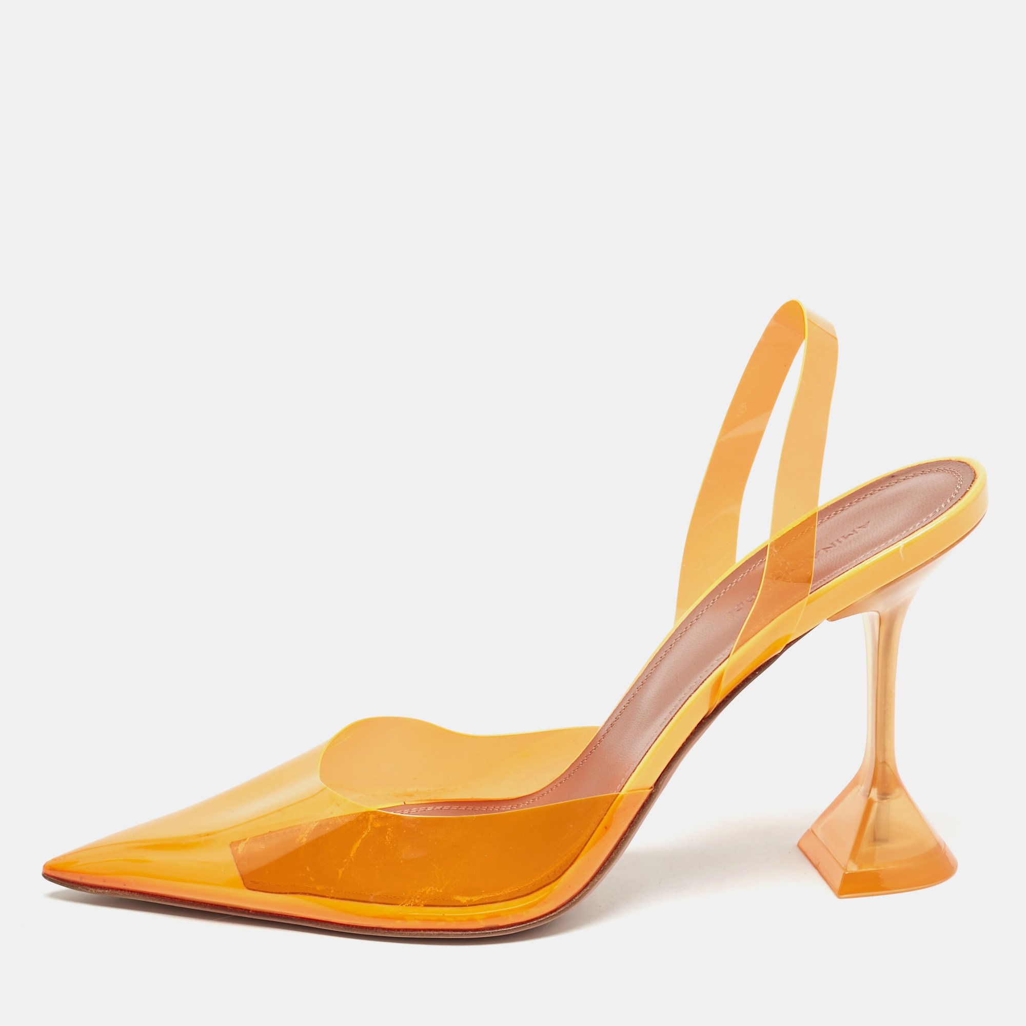 

Amina Muaddi Orange PVC Rosie Slingback Pumps Size