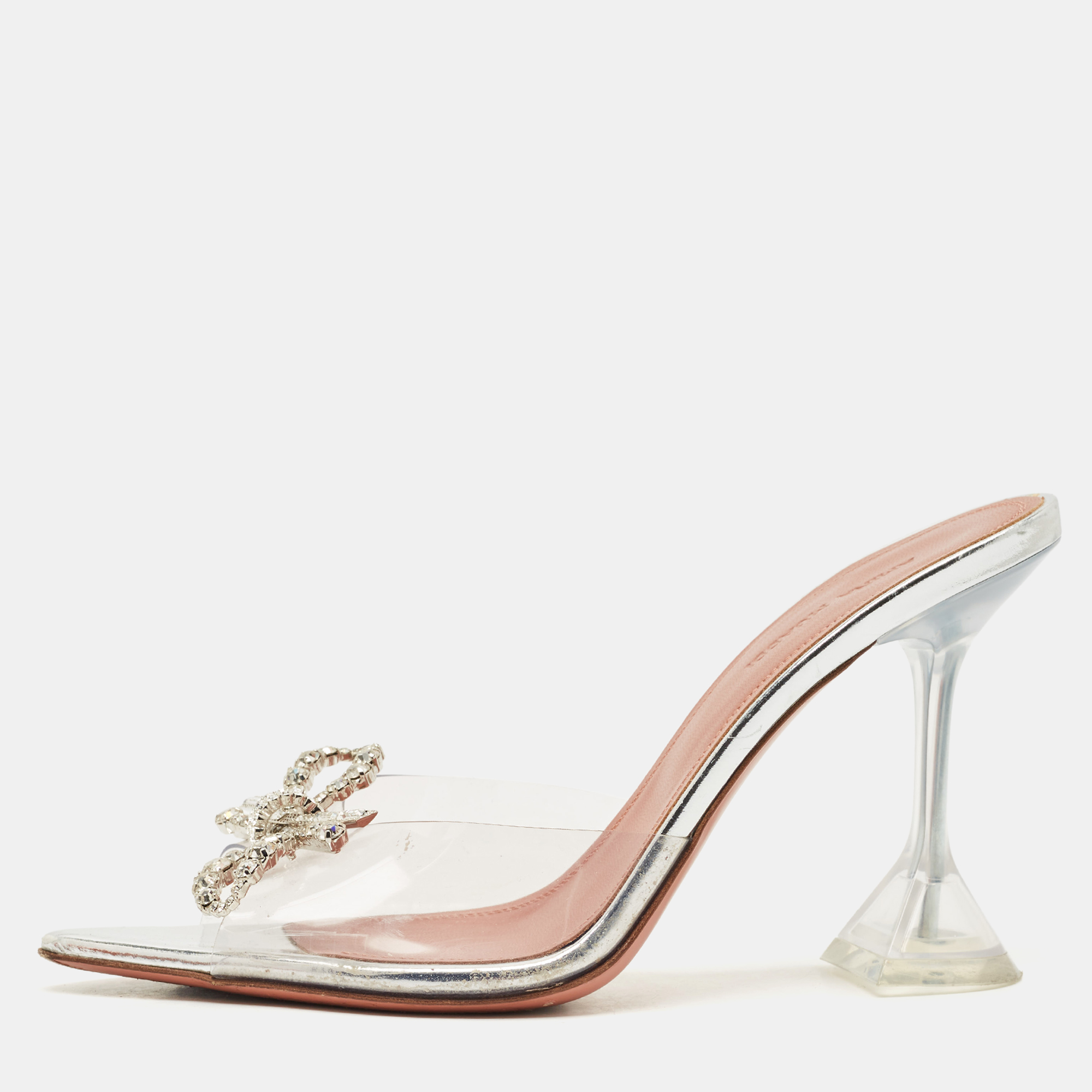 

Amina Muaddi Transparent PVC Rosie Slide Sandals Size