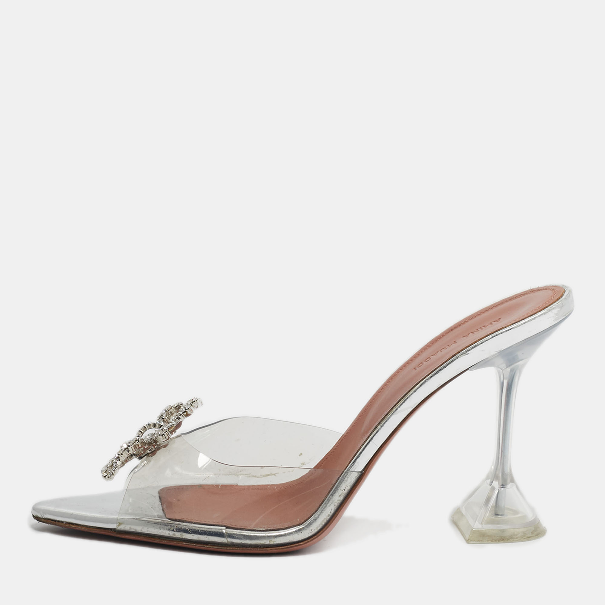 

Amina Muaddi Transparent PVC Rosie Slide Sandals Size