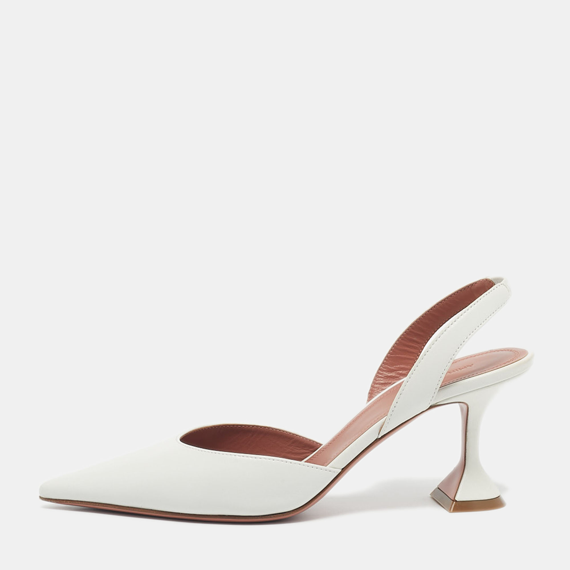 

Amina Muaddi White Leather Rosie Slingback Pumps Size