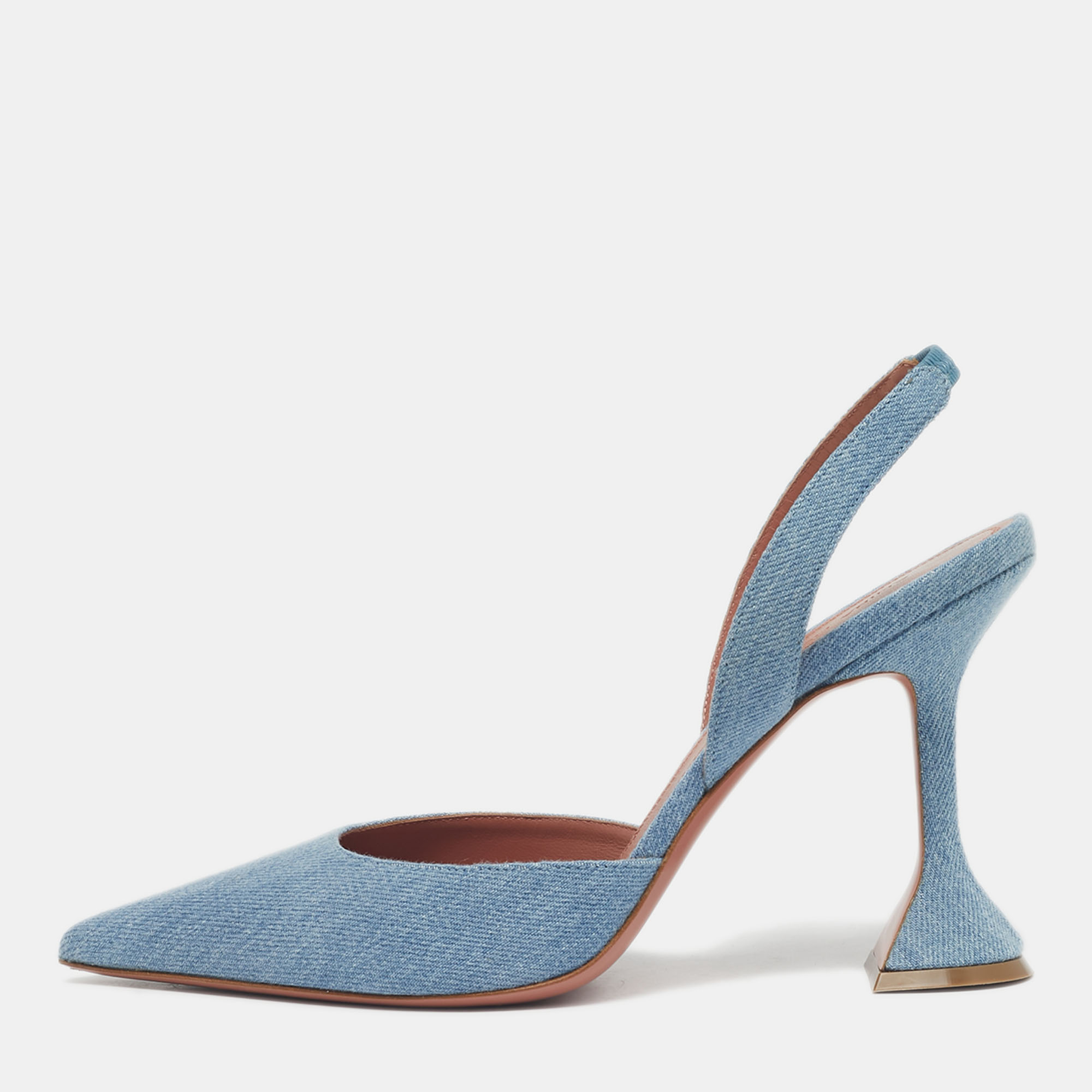 Pre-owned Amina Muaddi Light Blue Holli Slingback Sandals Size 40