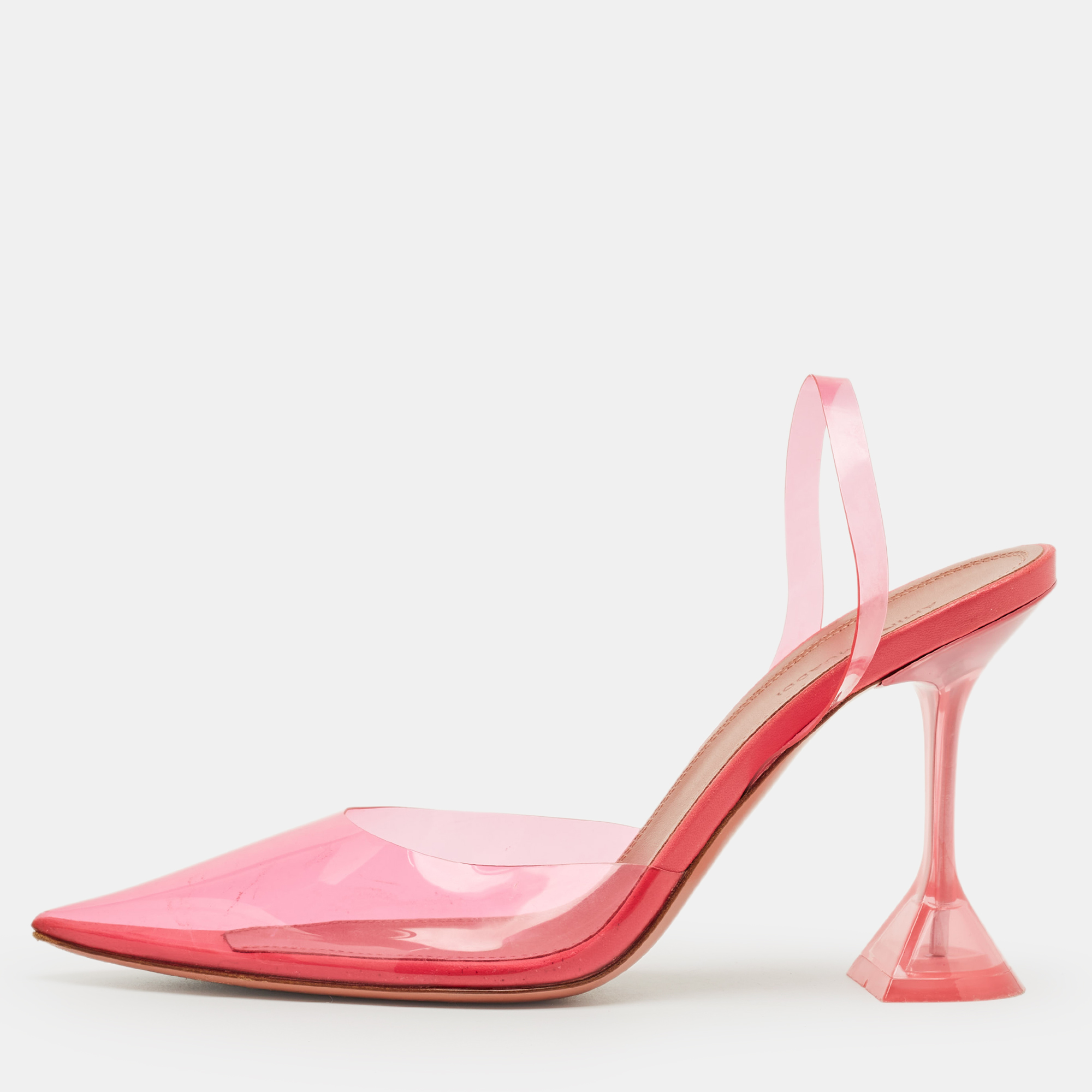 

Amina Muaddi Pink PVC Holli Glass Pumps Size