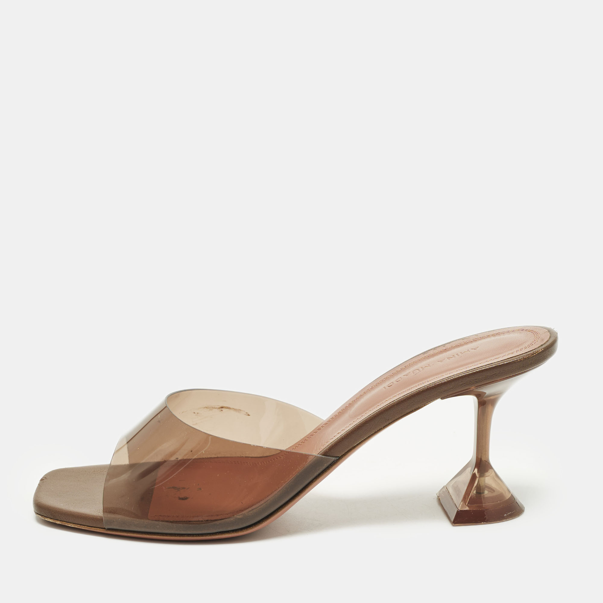 

Amina Muaddi Lupita Size  Brown PVC Slide Sandals