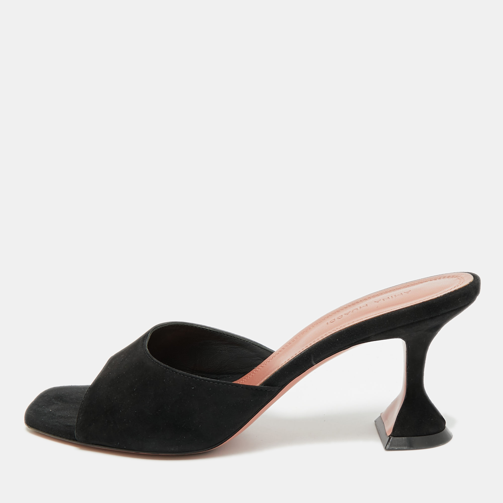 

Amina Muaddi Lupita Size  Black Suede Slide Sandals