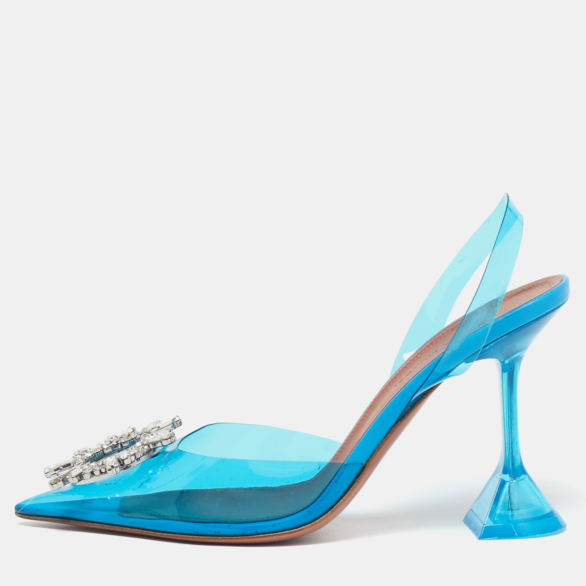 

Amina Muaddi Begum Size  Blue PVC Slingback Pumps