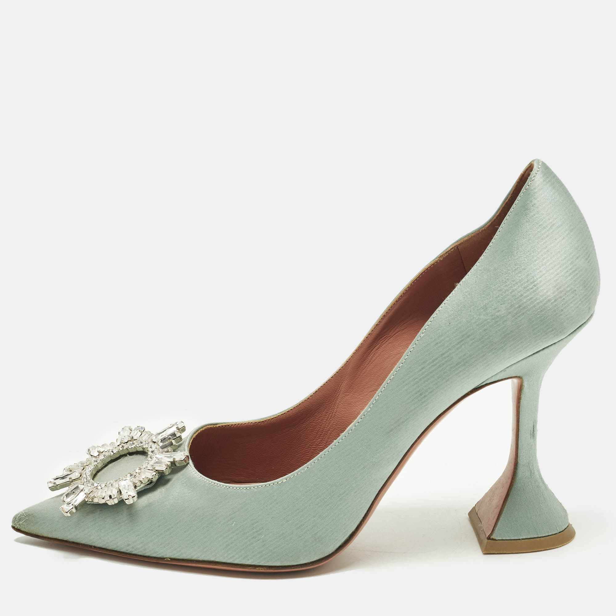 

Amina Muaddi Begum Size  Blue Satin Pumps