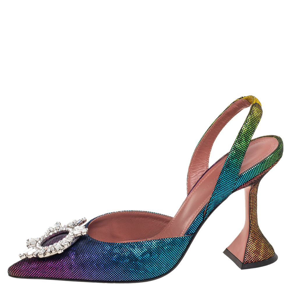 

Amina Muaddi Multicolor Suede Begum Slingback Sandals Size