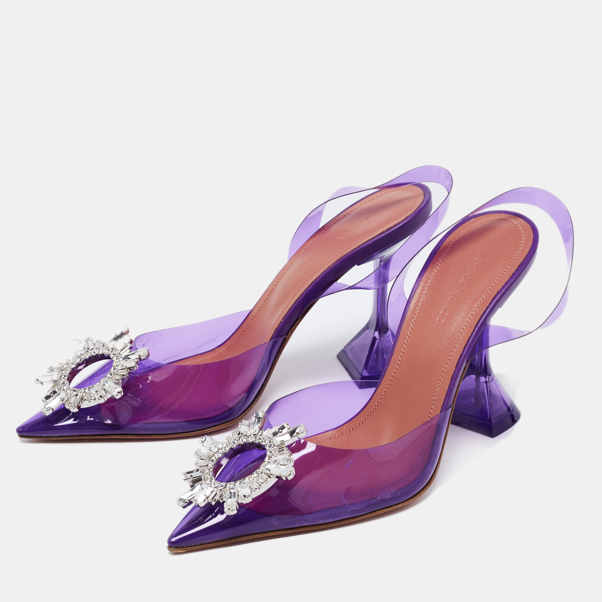 

Amina Muaddi Purple PVC Begum Slingback Sandals Size