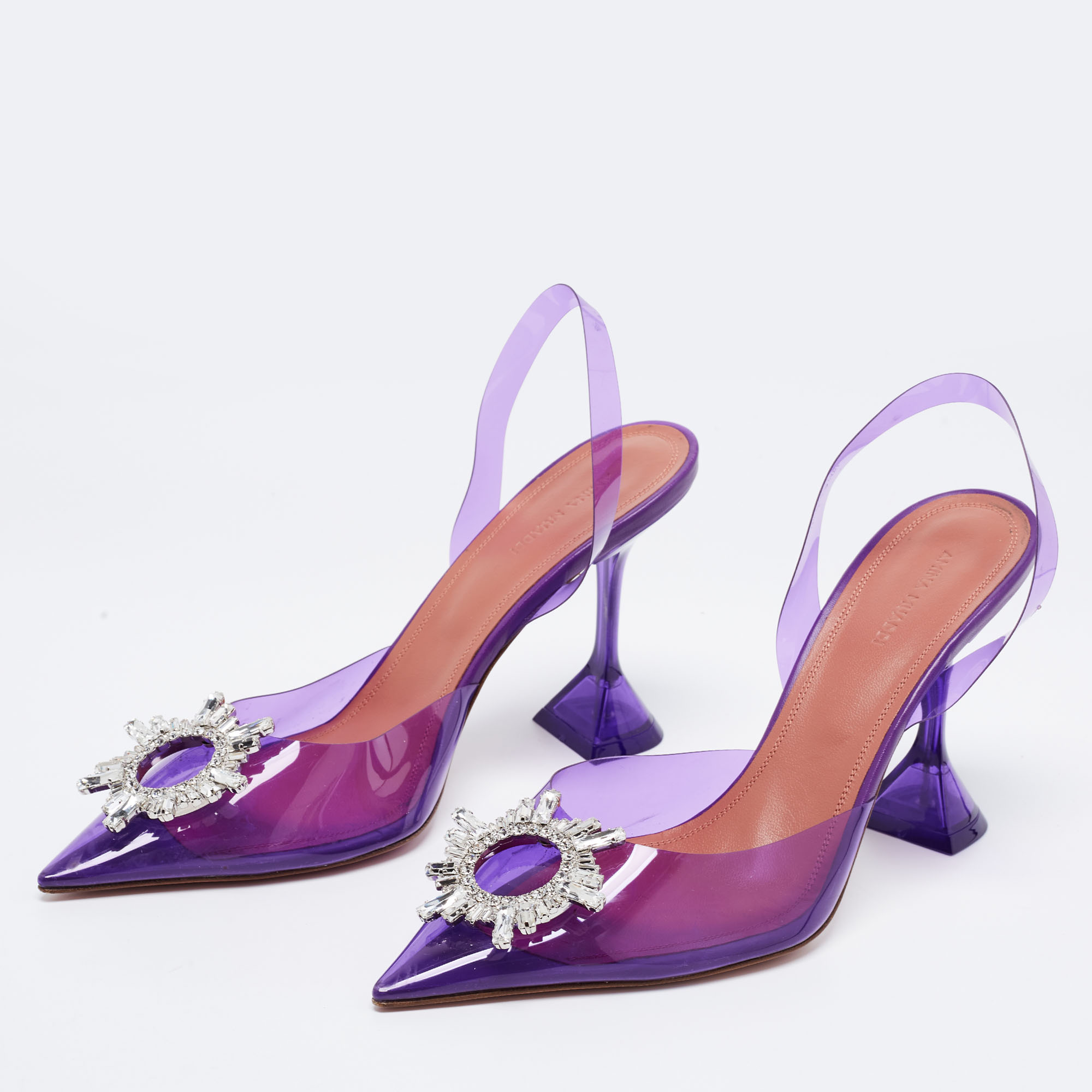 

Amina Muaddi Purple PVC Begum Slingback Sandals Size