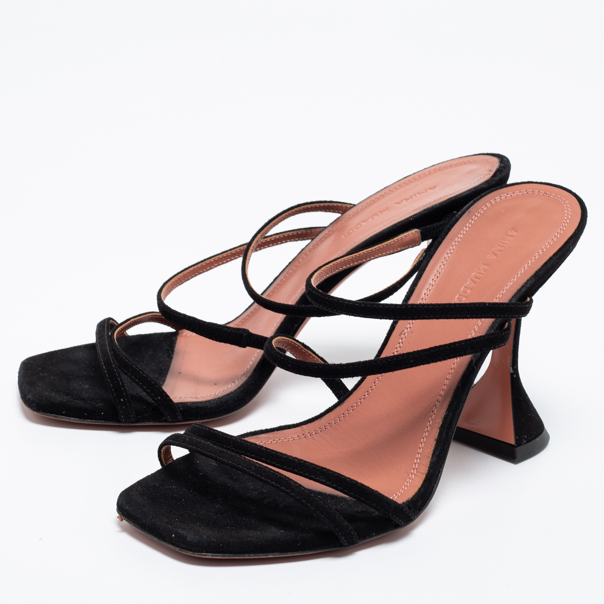 

Amina Muaddi Black Suede Naima Slide Sandals Size