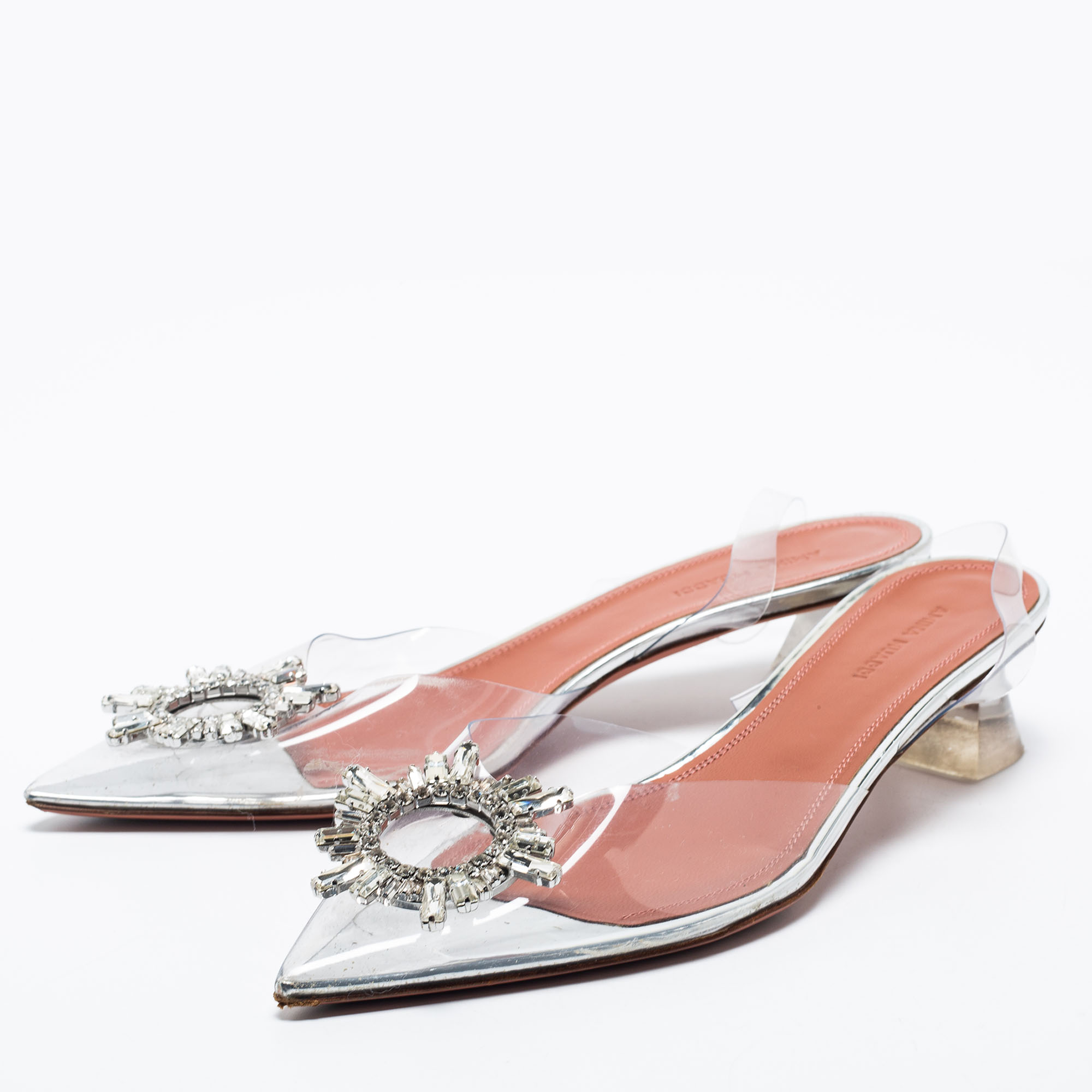 

Amina Muaddi Transparent PVC Begum Slingback Pumps Size