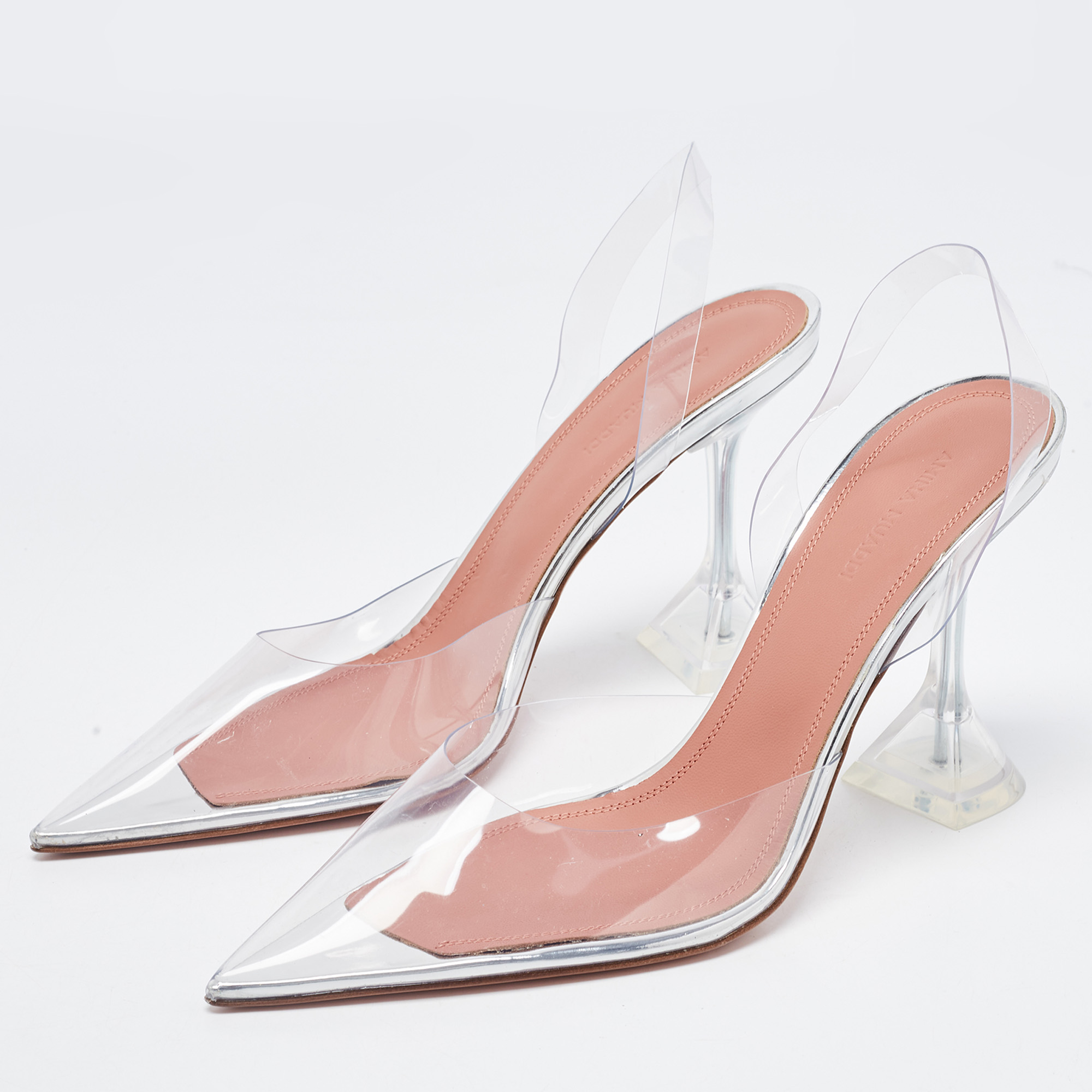 

Amina Muaddi Transparent PVC Holli Glass Transparent Pumps Size