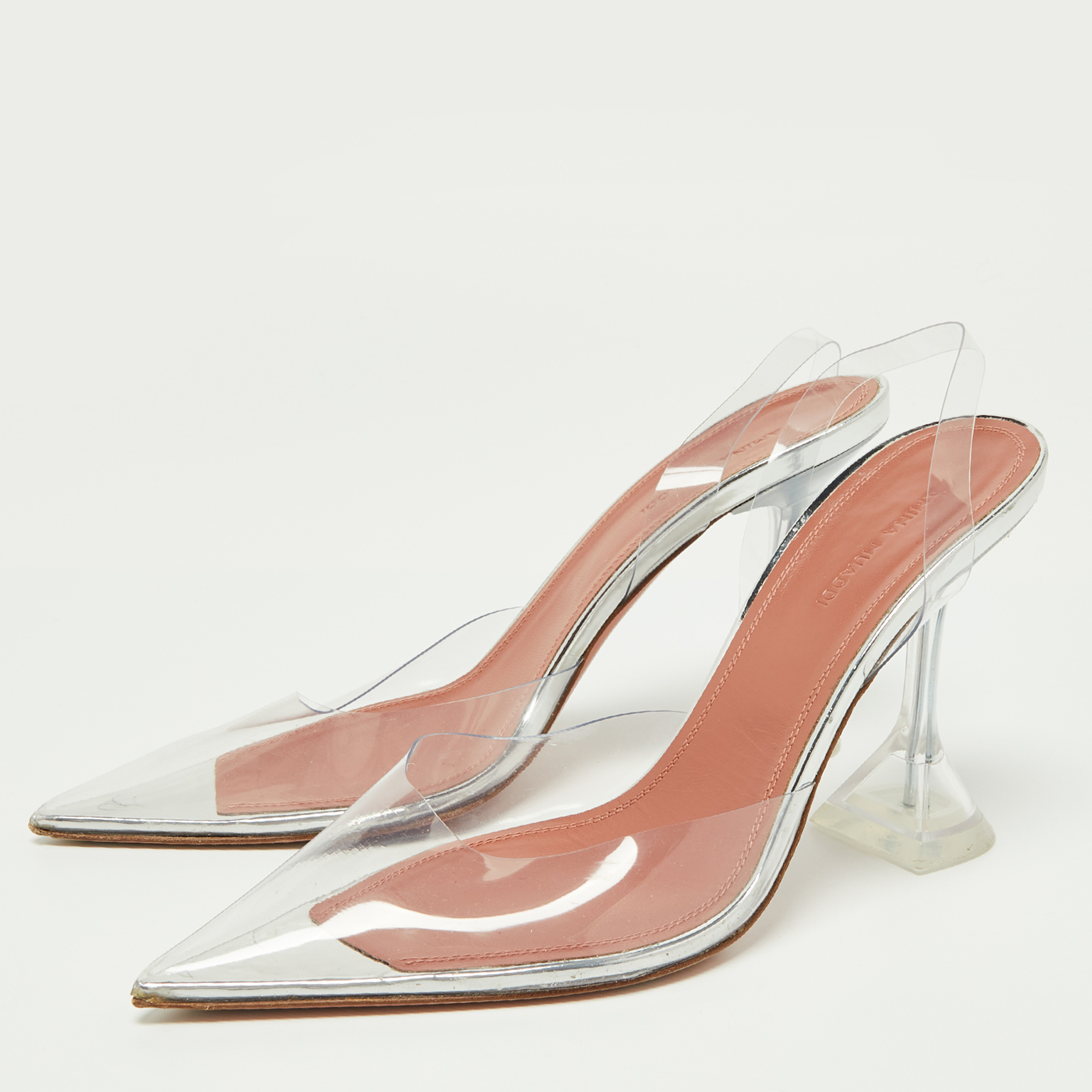 

Amina Muaddi Transparent PVC Holli Glass Transparent Pumps Size