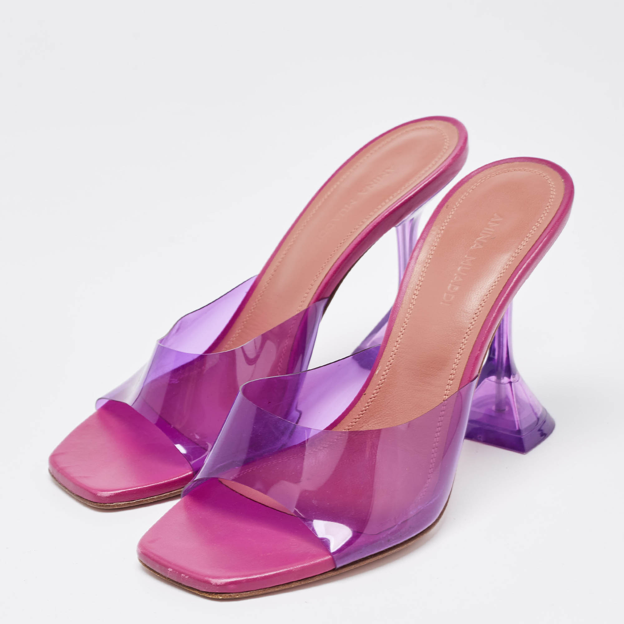 

Amina Muaddi Purple PVC Lupita Slide Sandals Size