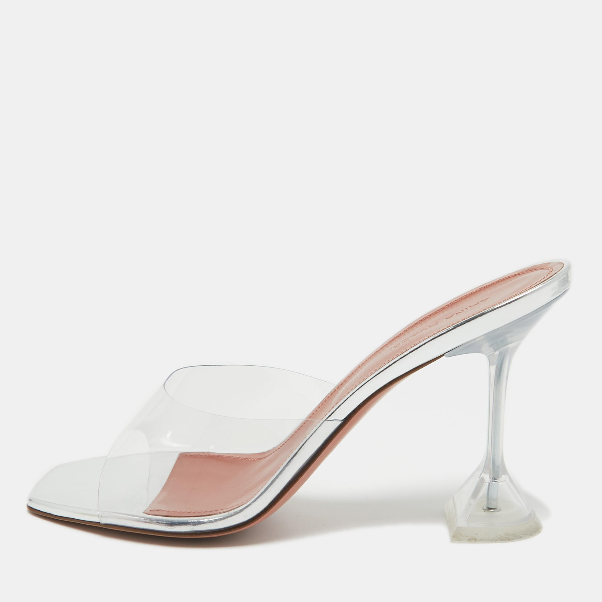 

Amina Muaddi Transparent PVC Lupita Slide Sandals Size