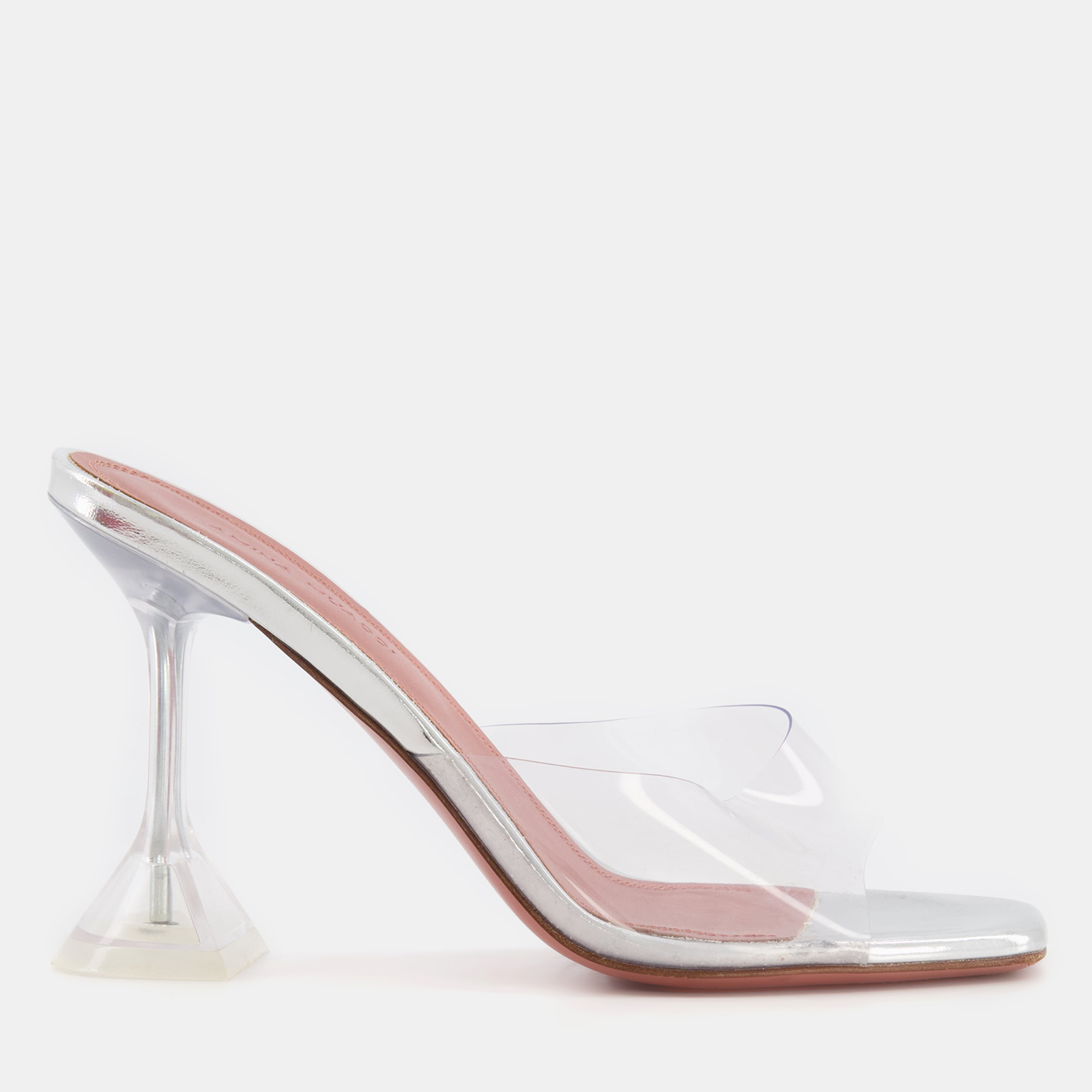 

Amina Muaddi Lupita Glass PVC Heeled Mules Size, Transparent
