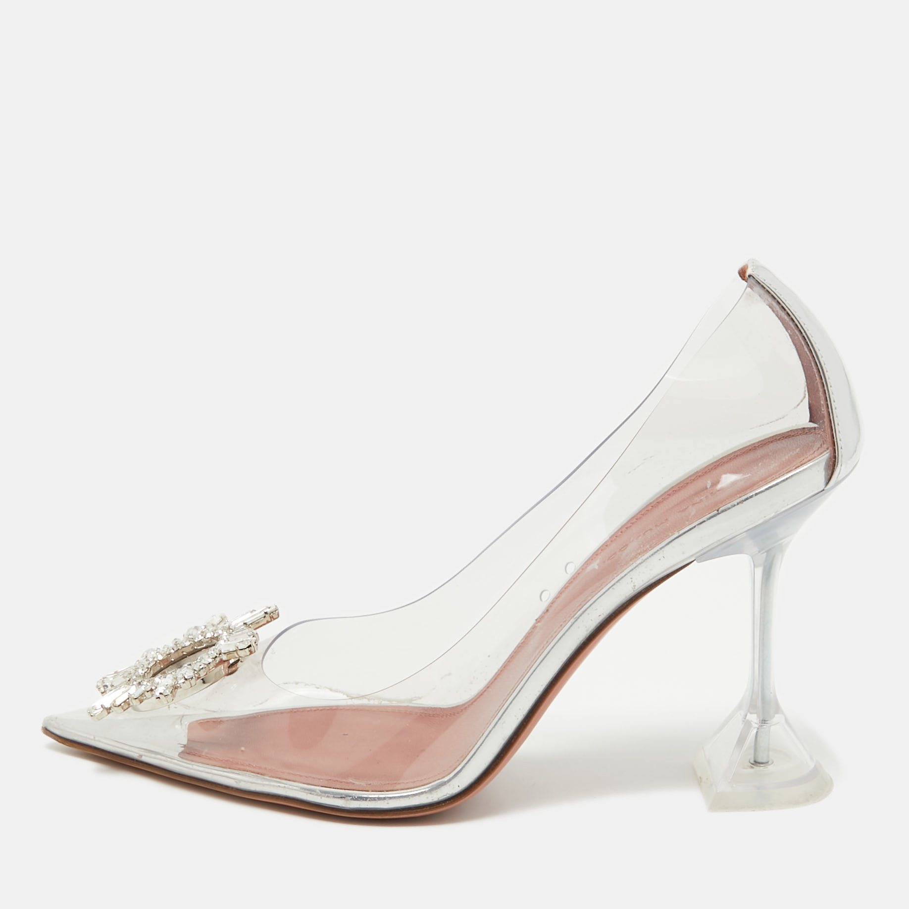 Pre Owned Amina Muaddi Transparent PVC Begum Pumps Size 39