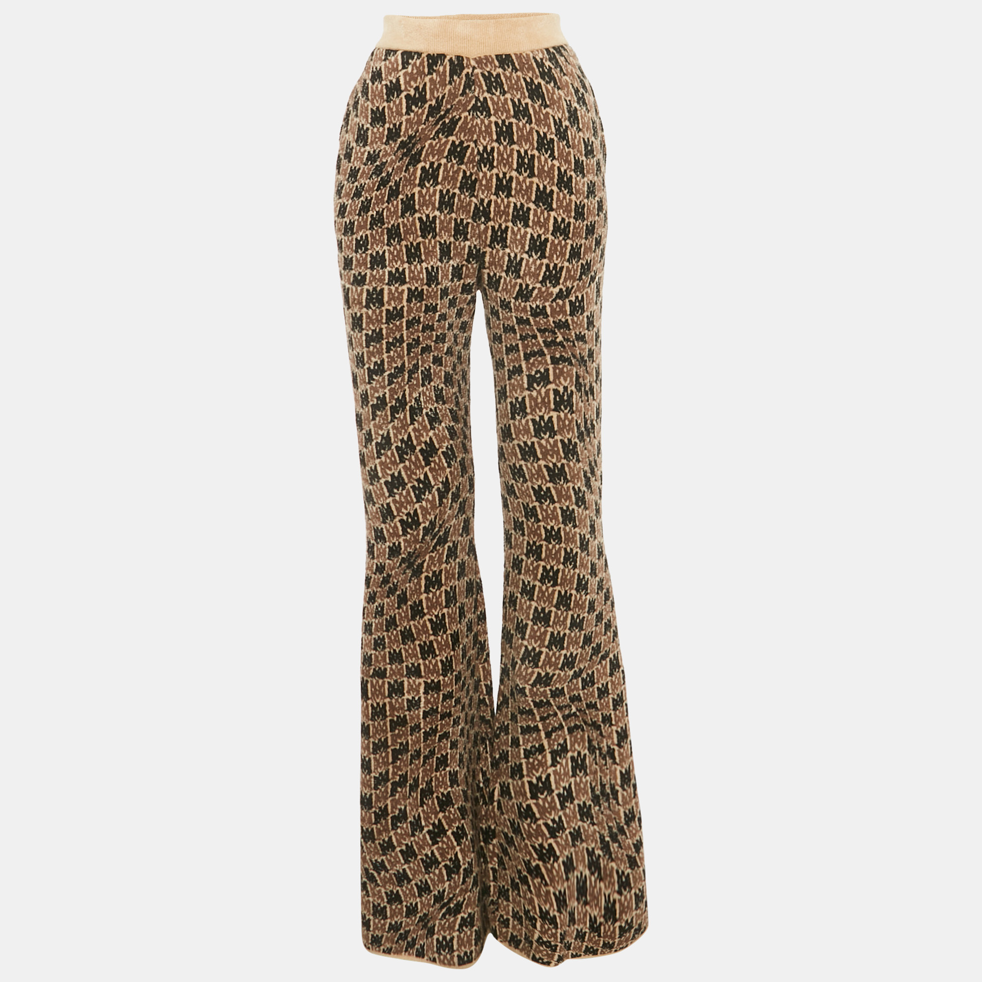 Pre-owned Amiri Brown Ma Swirl Stretch Velvet Flared Trousers M