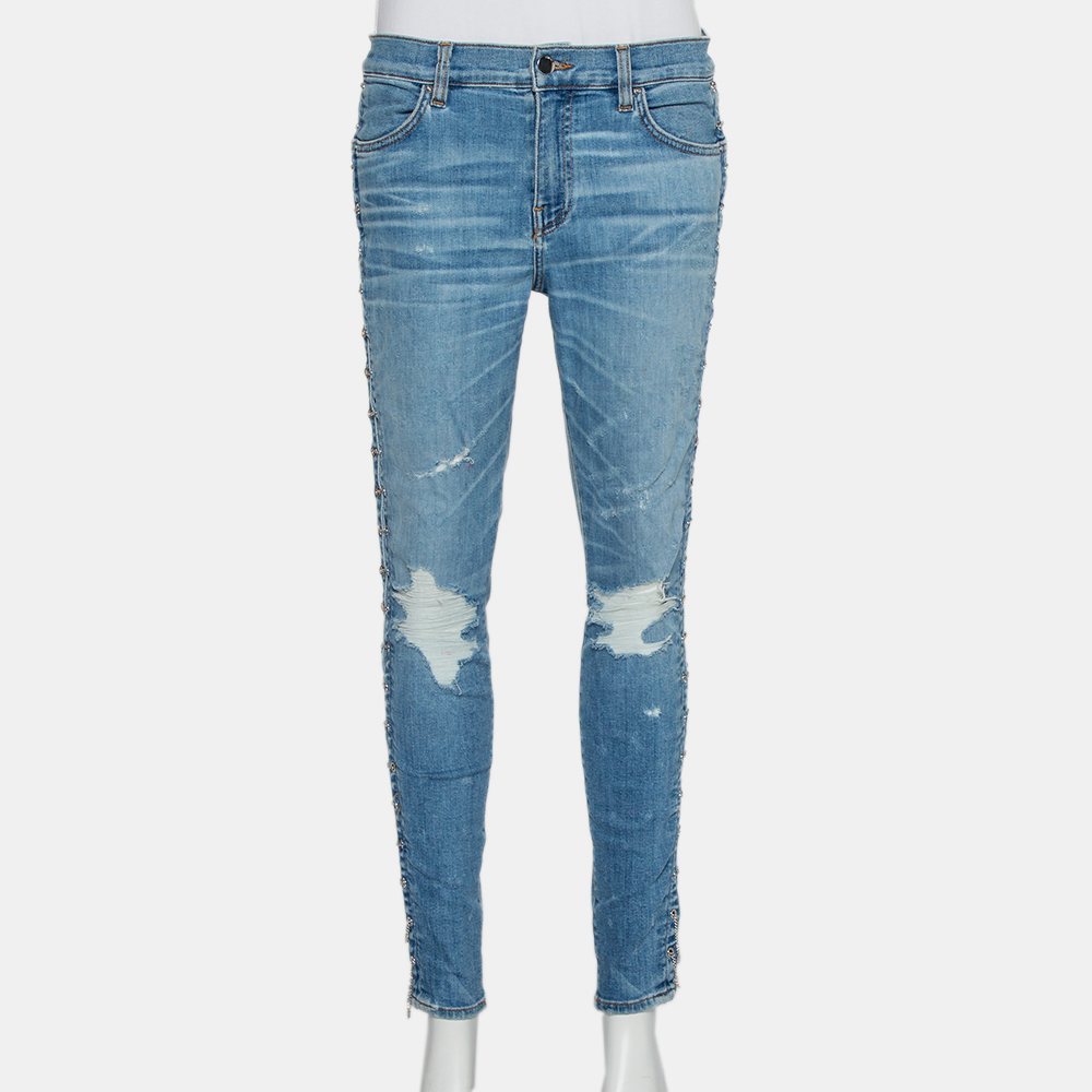 Pre-owned Amiri Blue Denim Side Chain Detail Skinny Jeans M