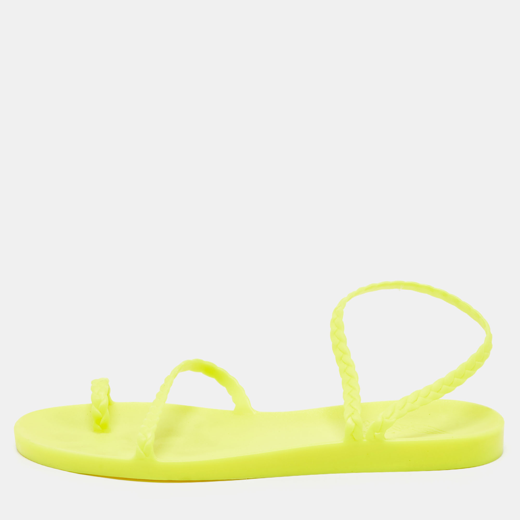 

Ancient Greek Sandals Neon Yellow Rubber Eleftheria Flat Sandals Size
