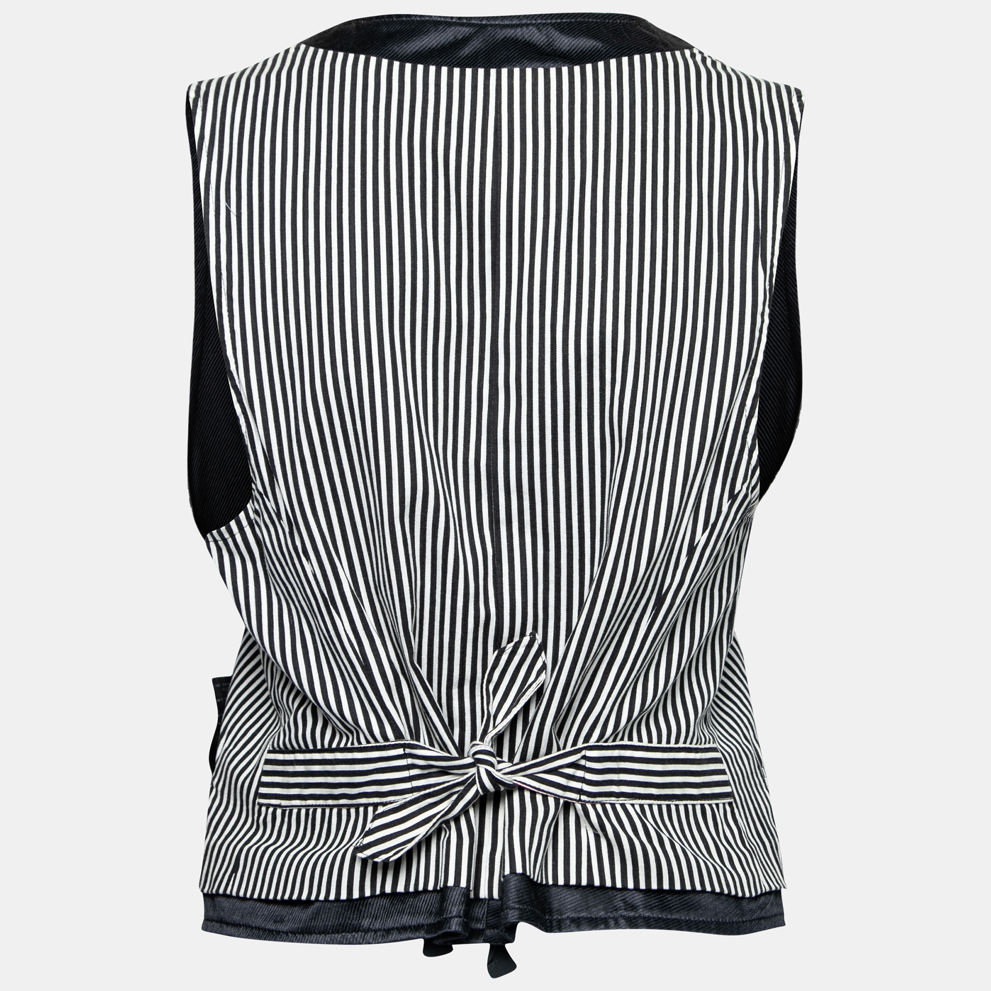 

Ann Demeulemeester Navy Blue and White Striped Cotton Blend Waistcoat