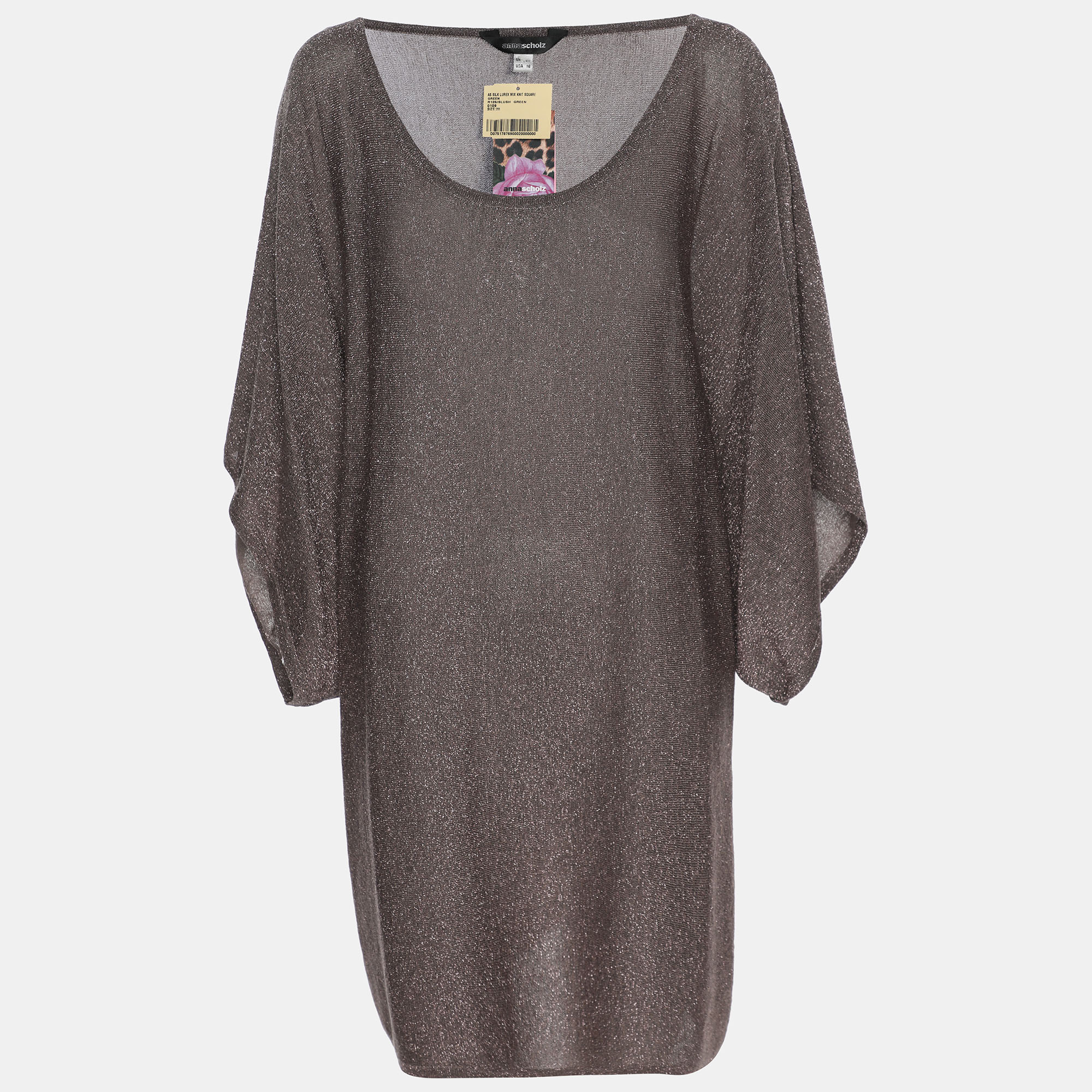 

Anna Scholz Metallic Grey Lurex Knit Square Neck Tops XL