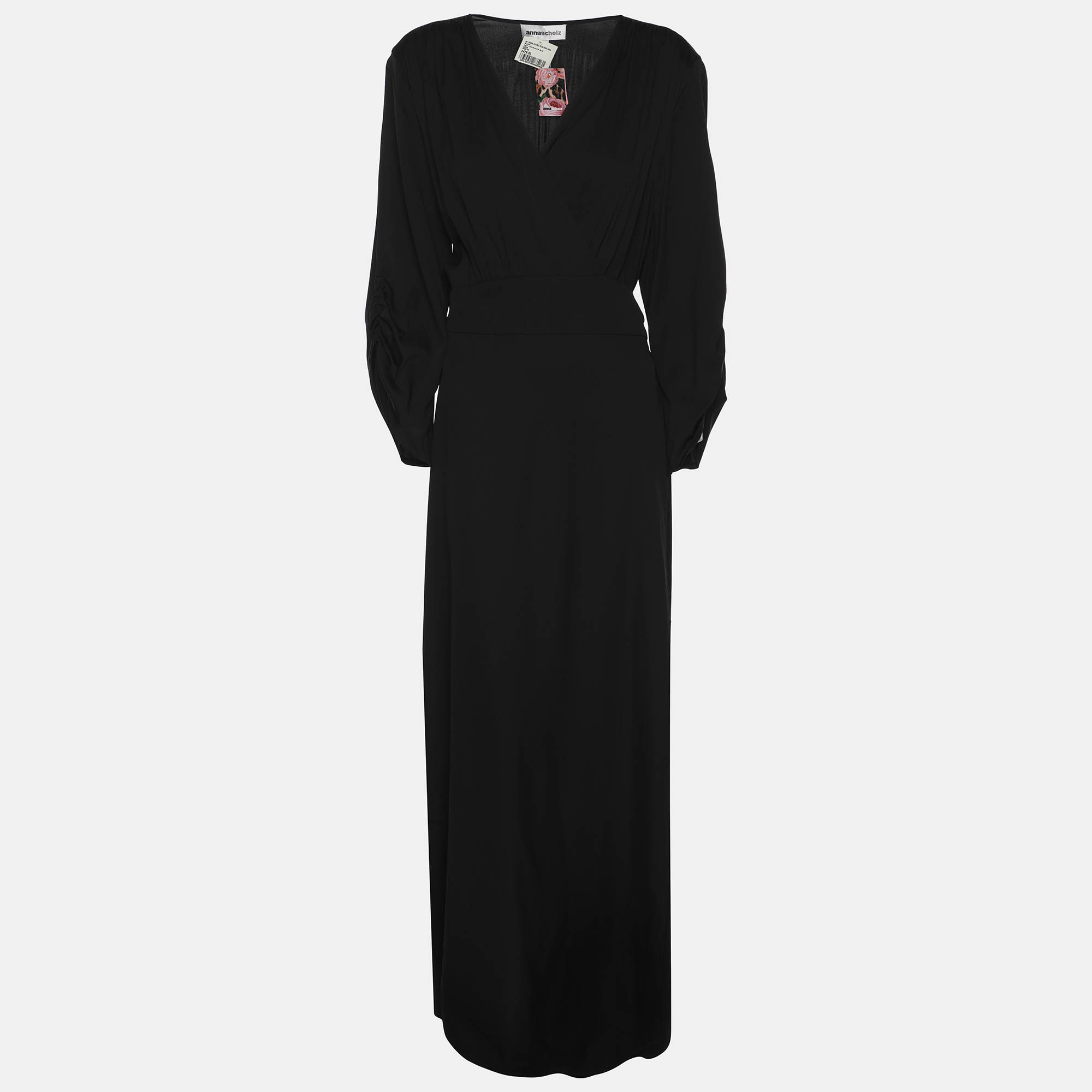 Pre-owned Anna Scholz Black Silk Double Wrap Dress Xxl