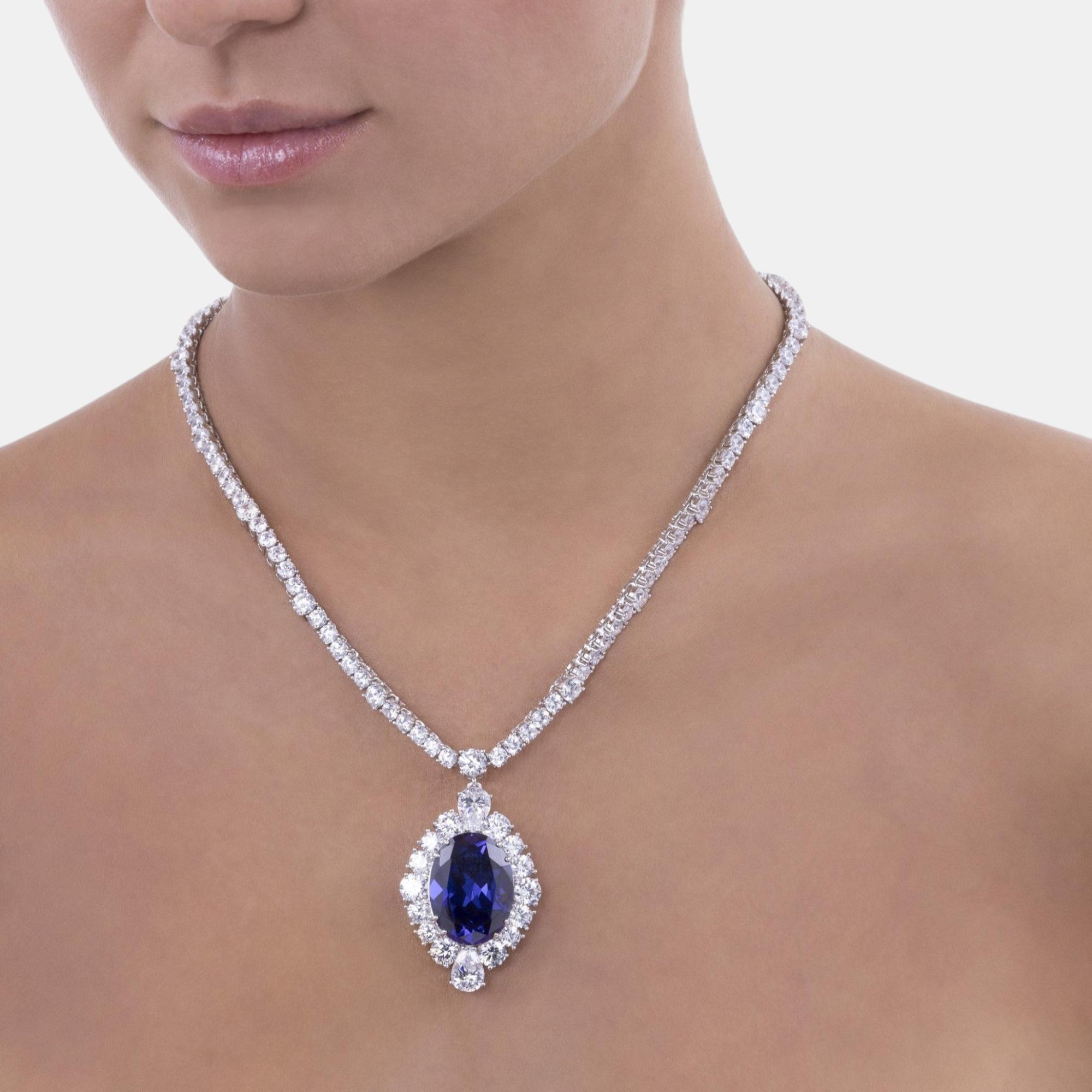 

Anna Zuckerman Titanic-ish Blue Sapphire Statement Necklace Jewelry