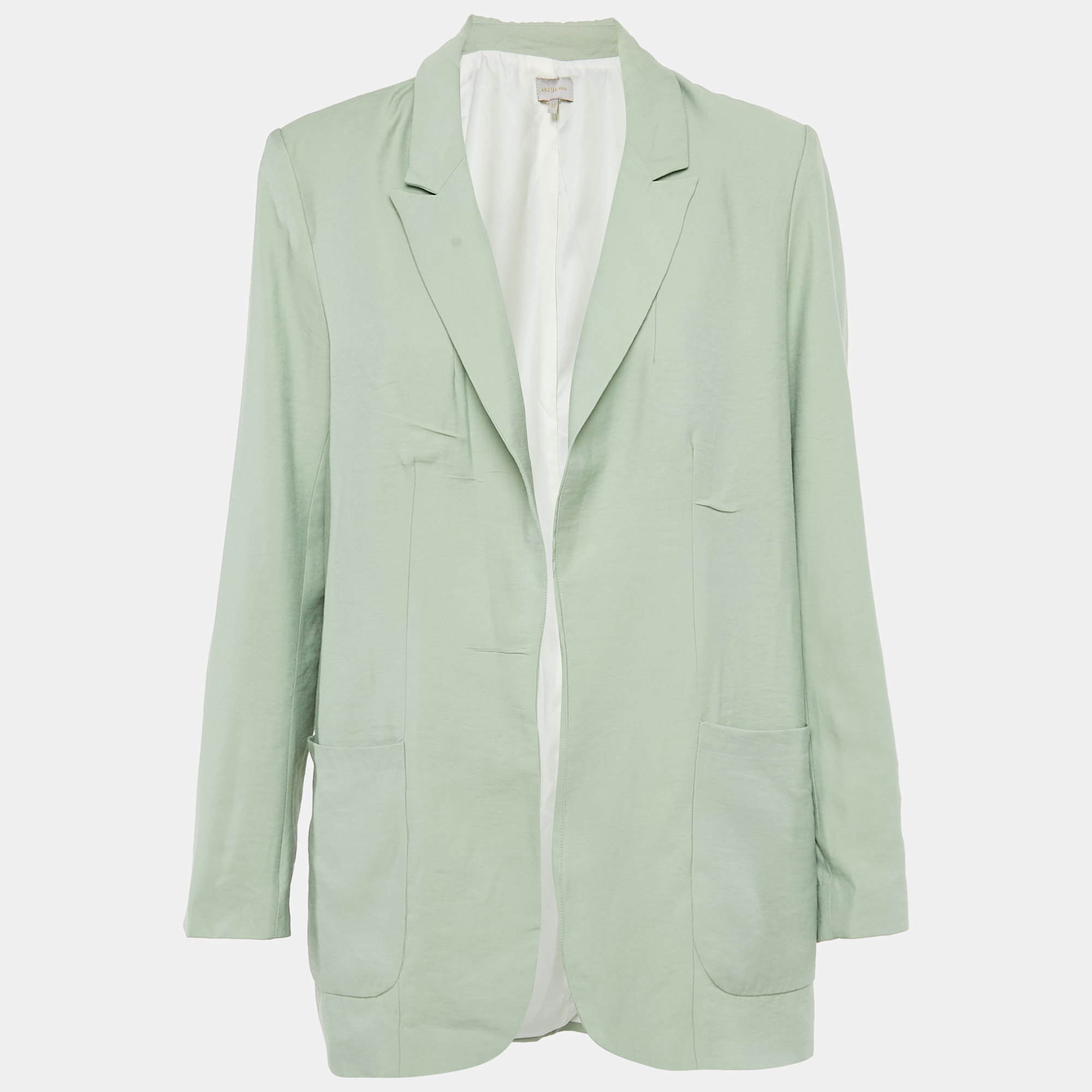 Pre-owned Anotah Green Rayon Open Front Blazer M