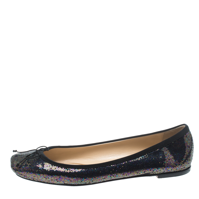 

Christian Louboutin Multicolor Metallic Glitter Spotlight Rosella Square Toe Ballet Flats Size